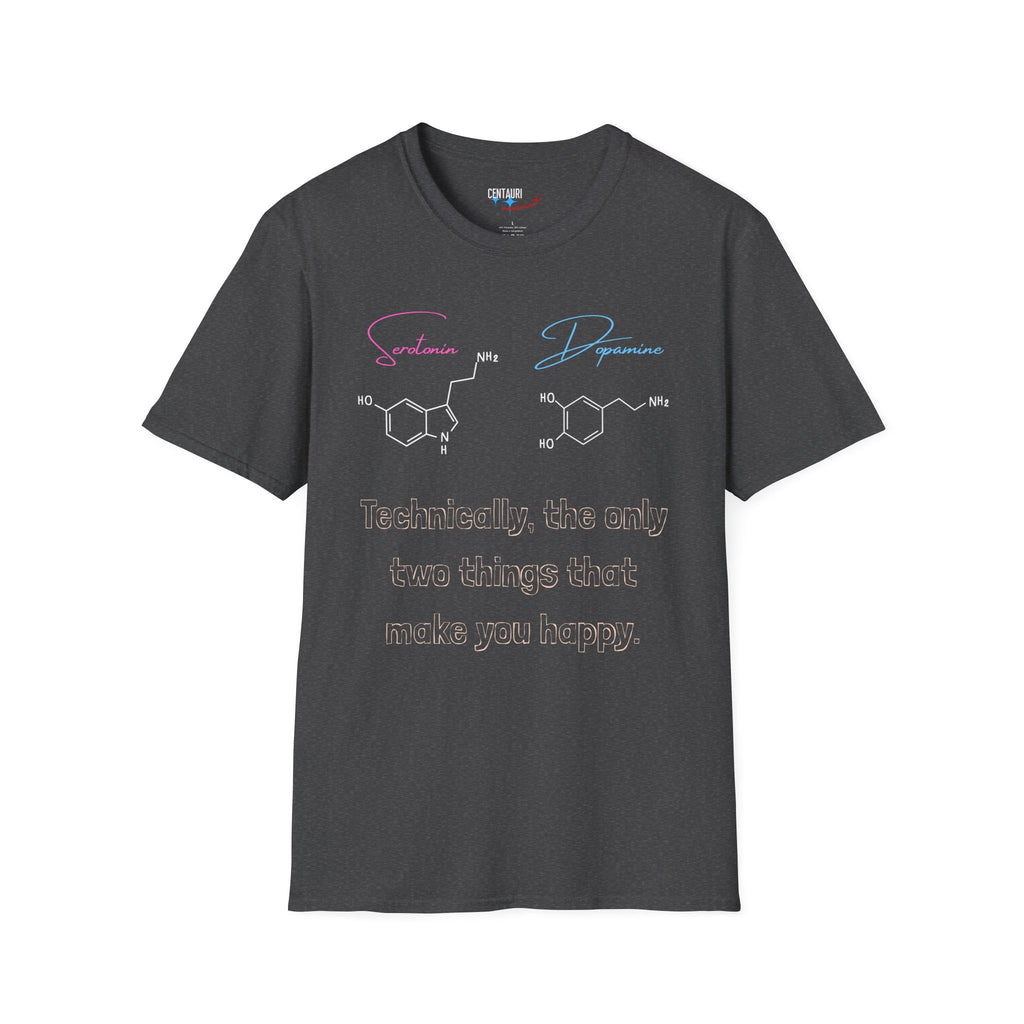 Serotonin and Dopamine molecular diagrams T-Shirt | Neuroscience chemistry tee