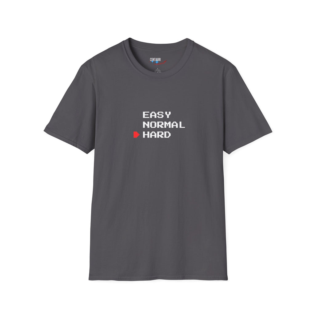 Easy Normal HARD T-Shirt | Video Game Difficulty Selection Tee, Hard Mode
