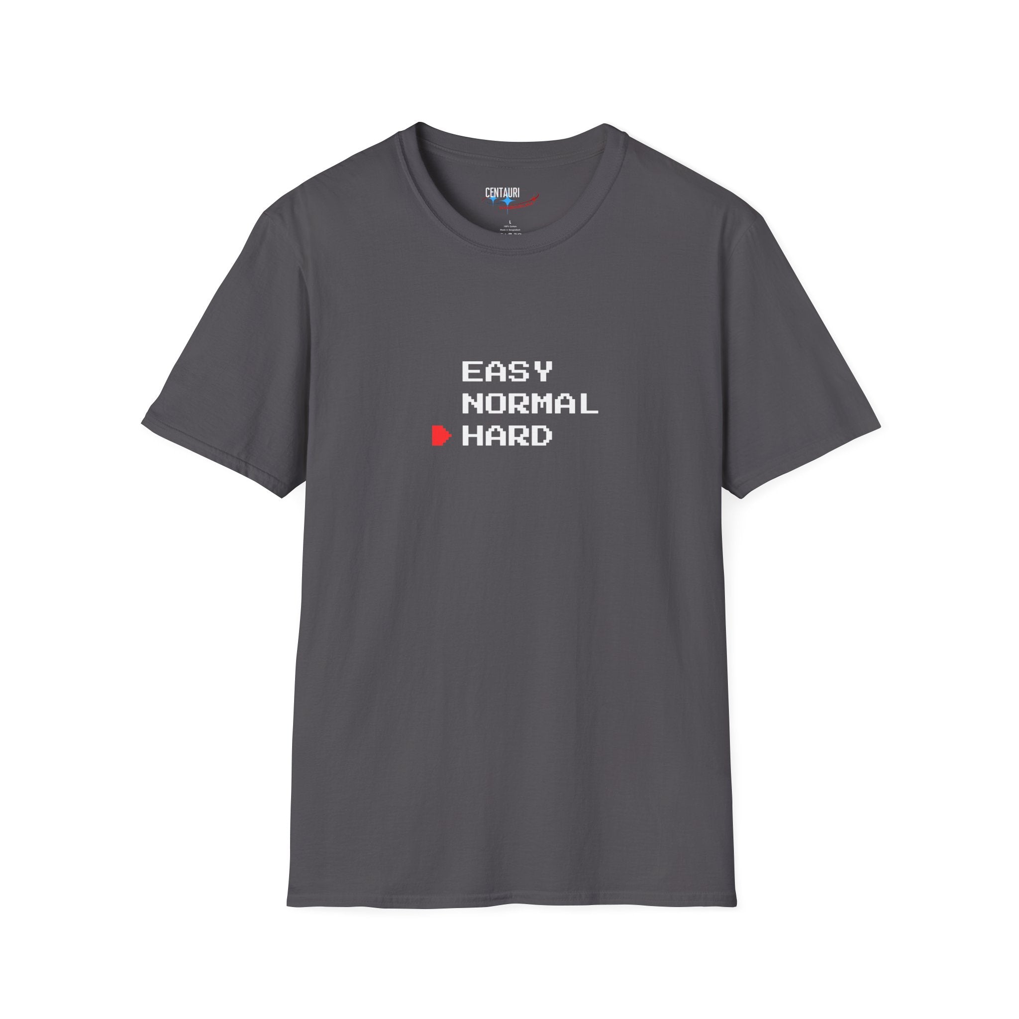 Easy Normal HARD T-Shirt | Video Game Difficulty Selection Tee, Hard Mode
