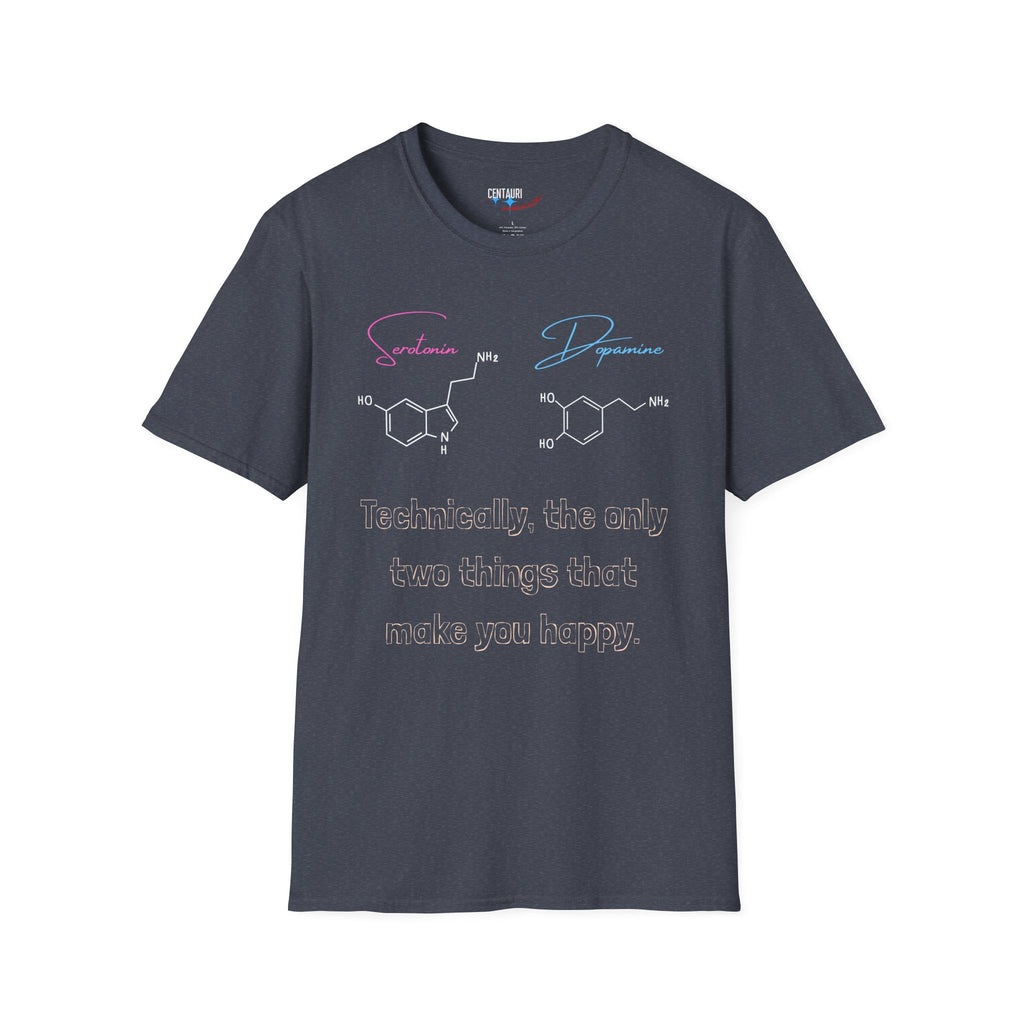 Serotonin and Dopamine molecular diagrams T-Shirt | Neuroscience chemistry tee