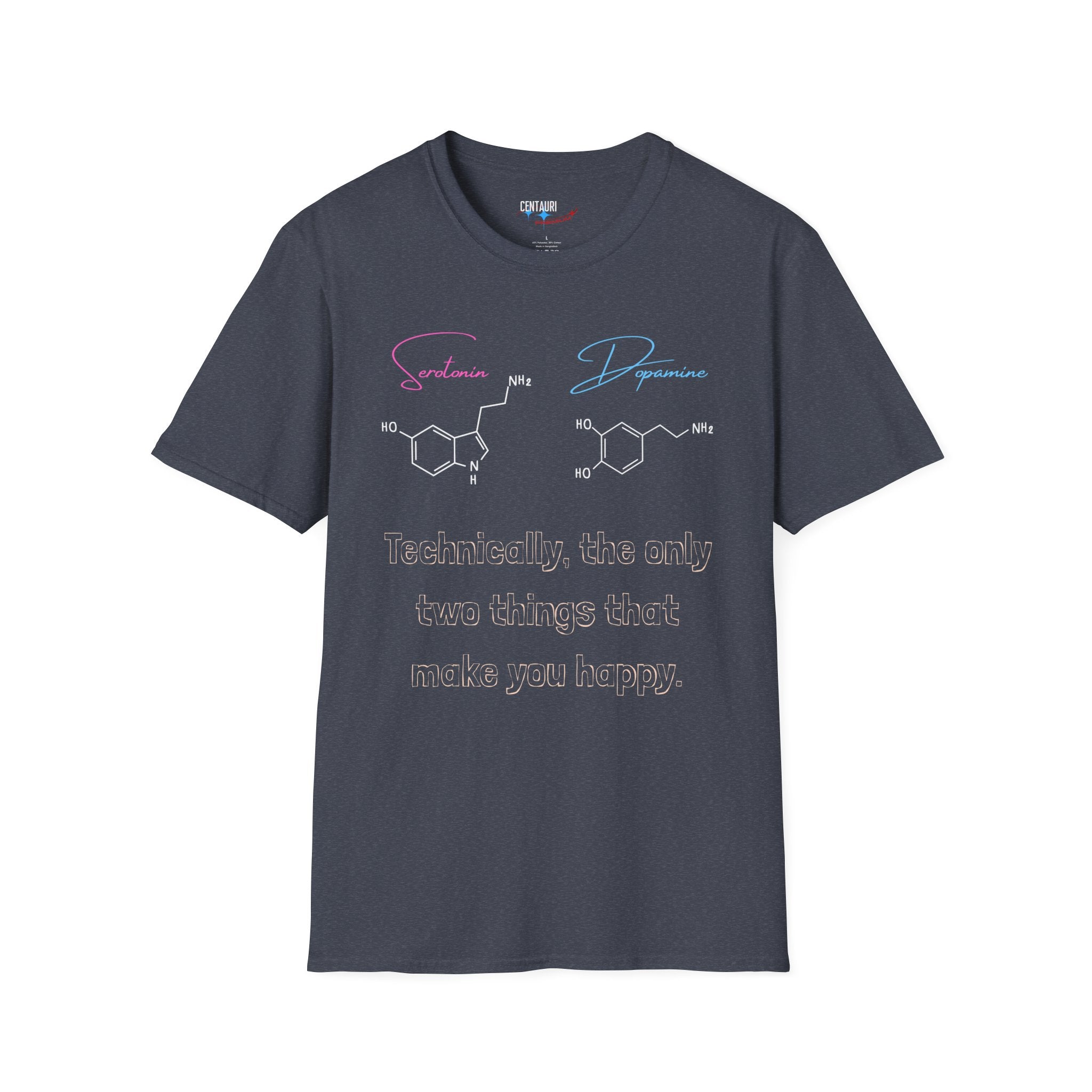 Serotonin and Dopamine molecular diagrams T-Shirt | Neuroscience chemistry tee
