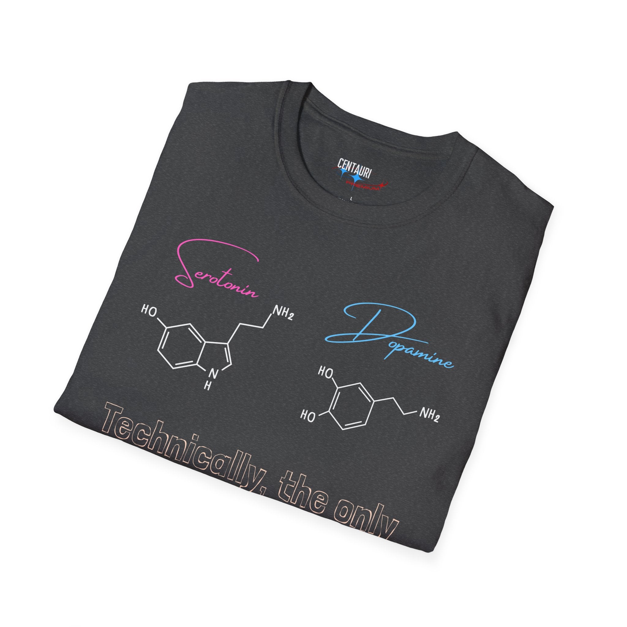 Serotonin and Dopamine molecular diagrams T-Shirt | Neuroscience chemistry tee