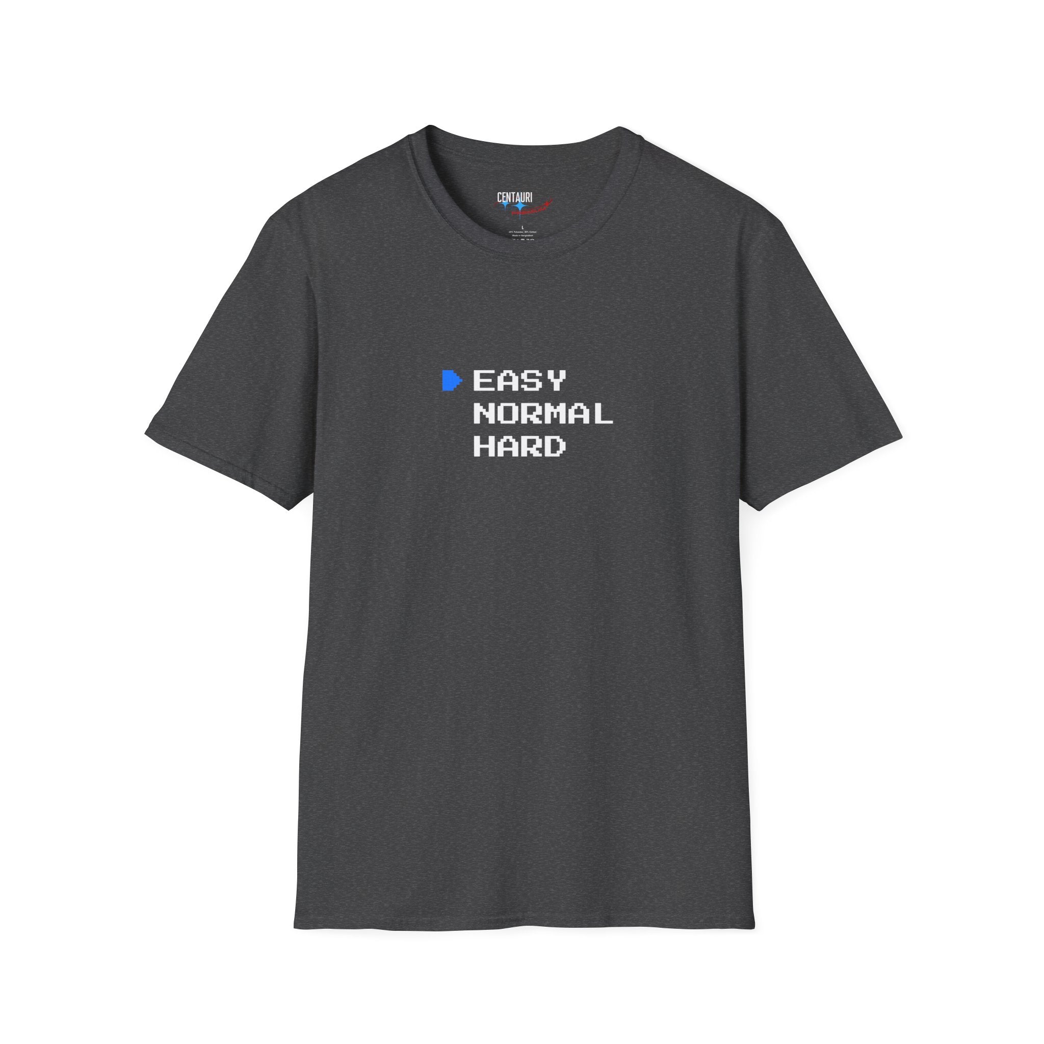 EASY Normal Hard T-Shirt | Video Game Difficulty Selection Tee, Easy Mode