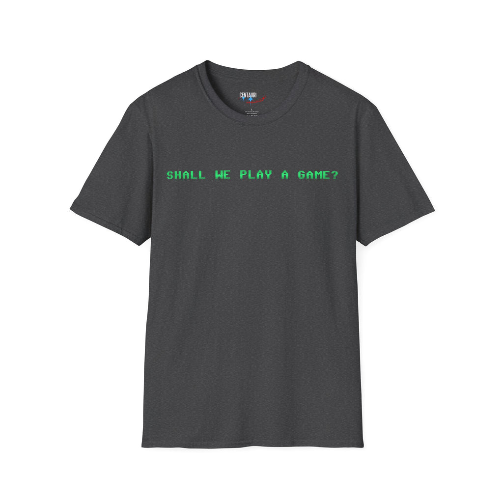 Shall We Play a Game? Green CRT Text T-Shirt | WarGames Retro AI Tee