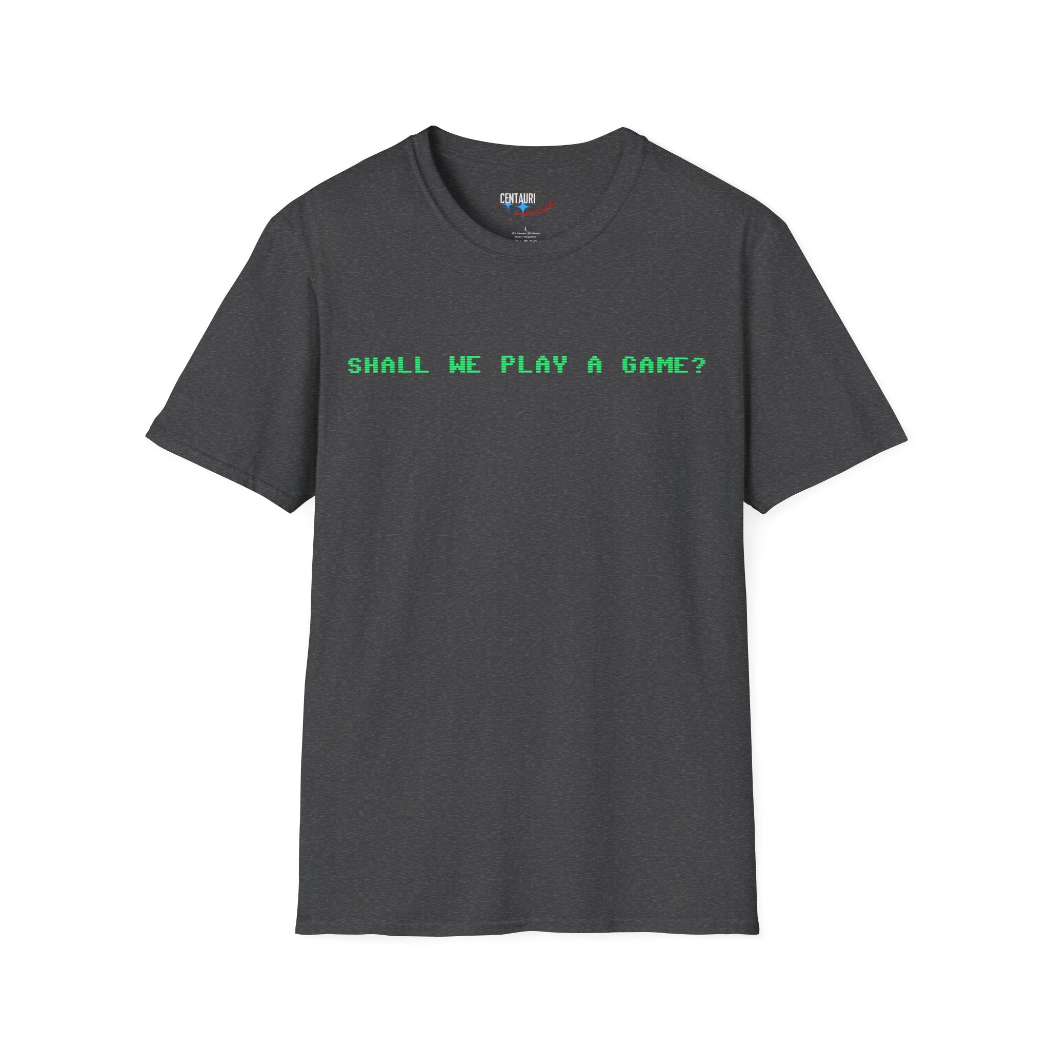 Shall We Play a Game? Green CRT Text T-Shirt | WarGames Retro AI Tee
