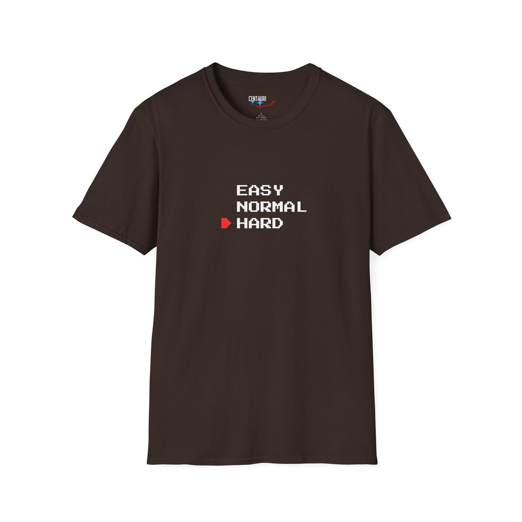 Easy Normal HARD T-Shirt | Video Game Difficulty Selection Tee, Hard Mode