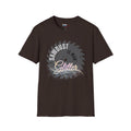 Sawdust Is Man Glitter T-Shirt | Circular Saw Blade Illustration, Glitter Script