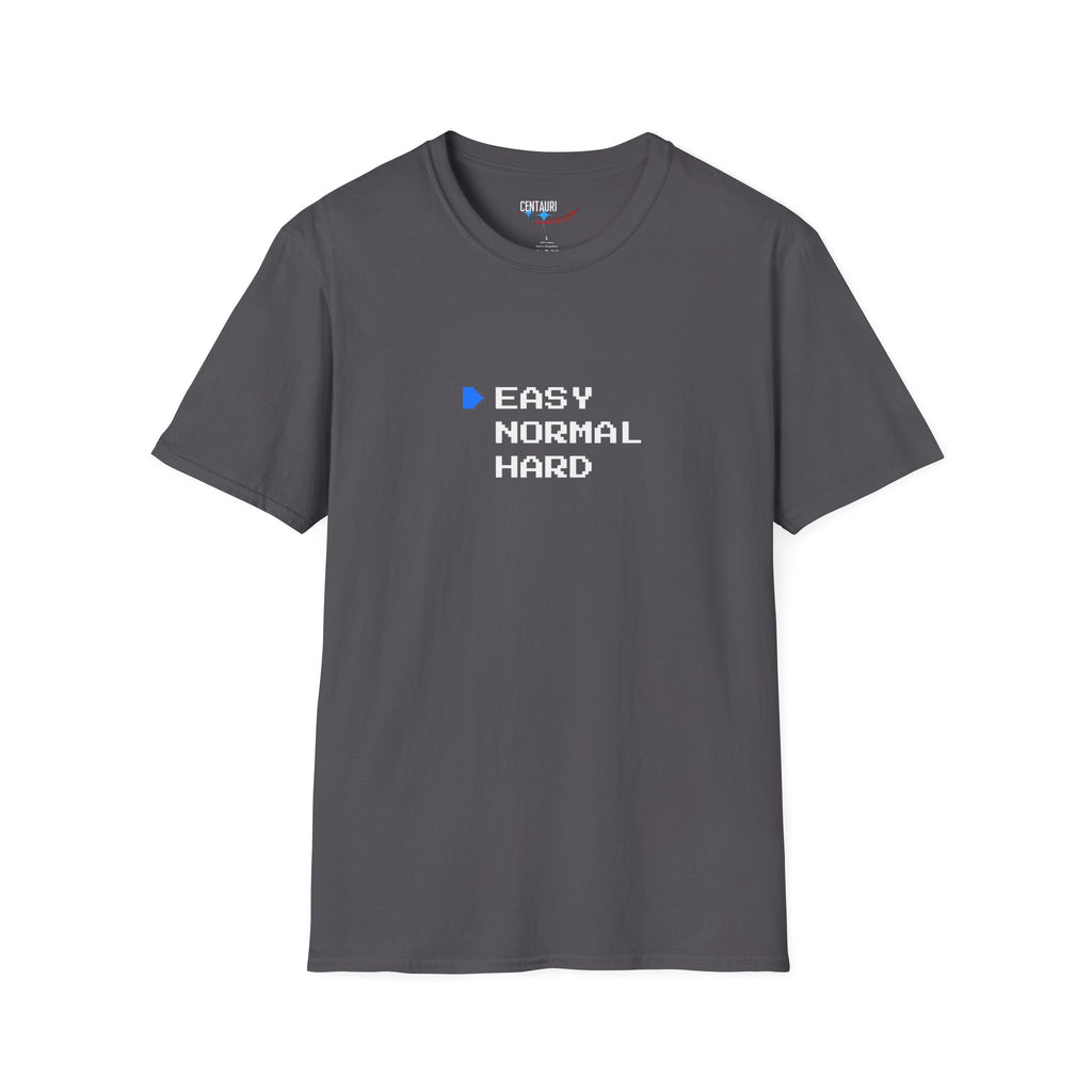 EASY Normal Hard T-Shirt | Video Game Difficulty Selection Tee, Easy Mode