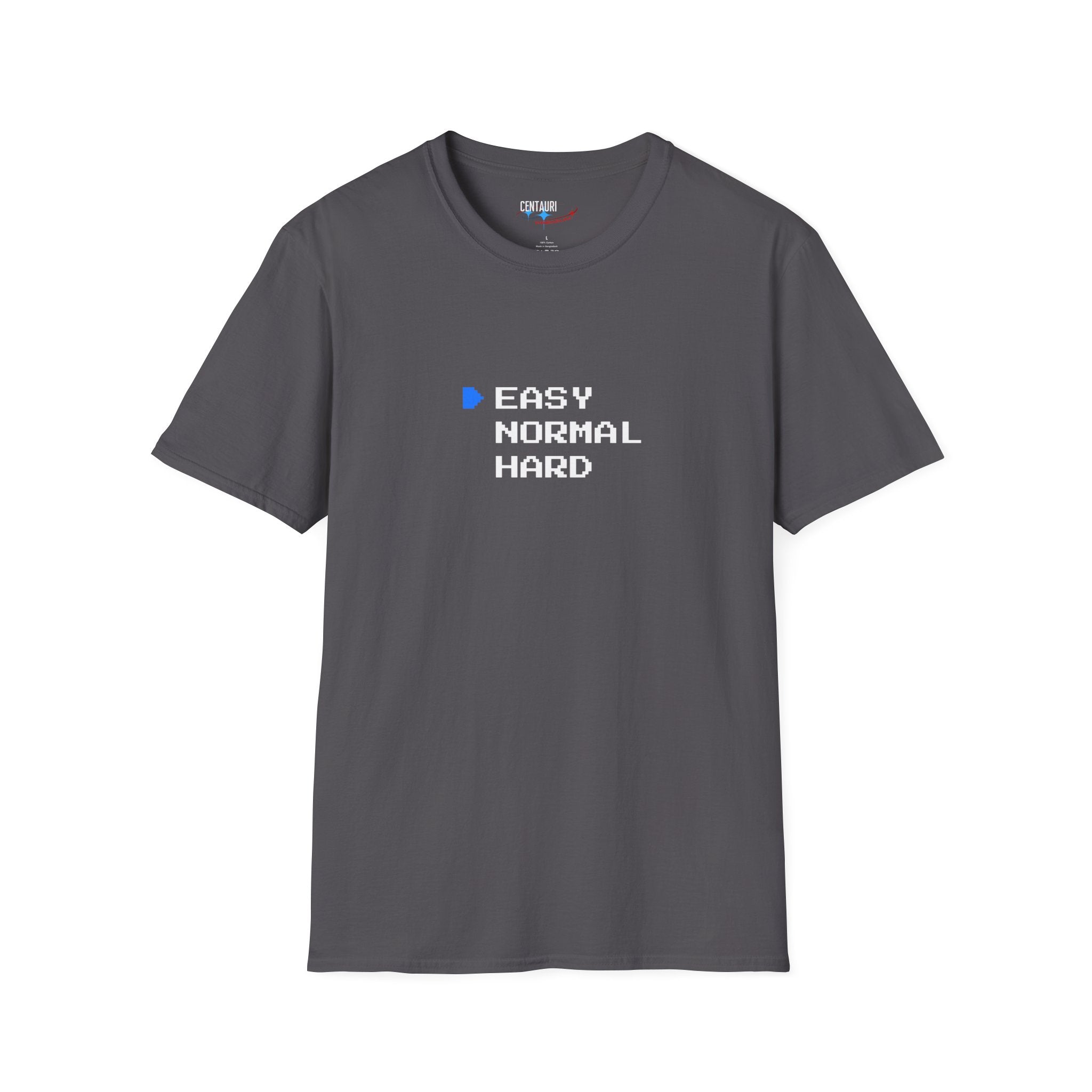 EASY Normal Hard T-Shirt | Video Game Difficulty Selection Tee, Easy Mode