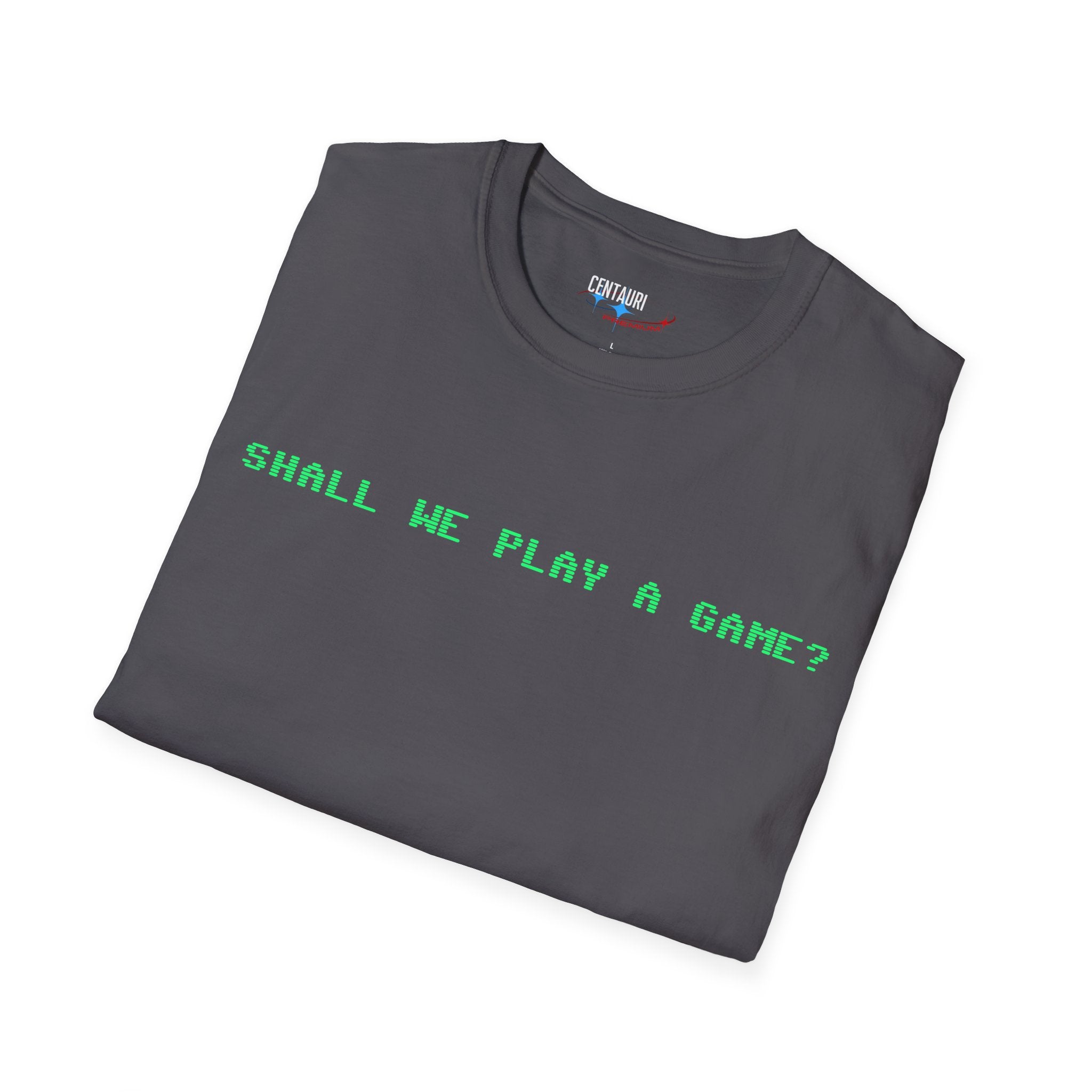 Shall We Play a Game? Green CRT Text T-Shirt | WarGames Retro AI Tee