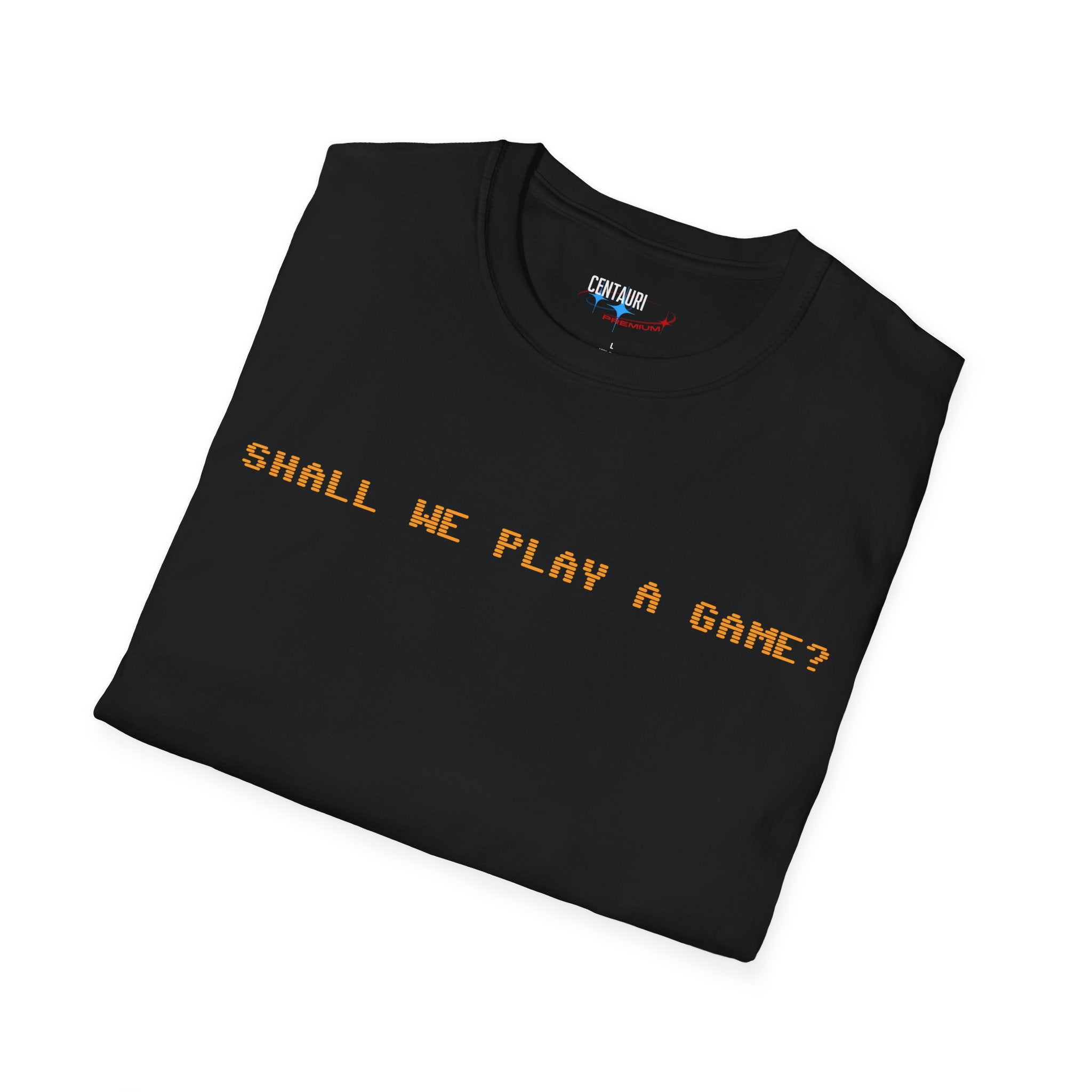 Shall We Play a Game? Amber CRT Text T-Shirt | WarGames Retro AI Tee