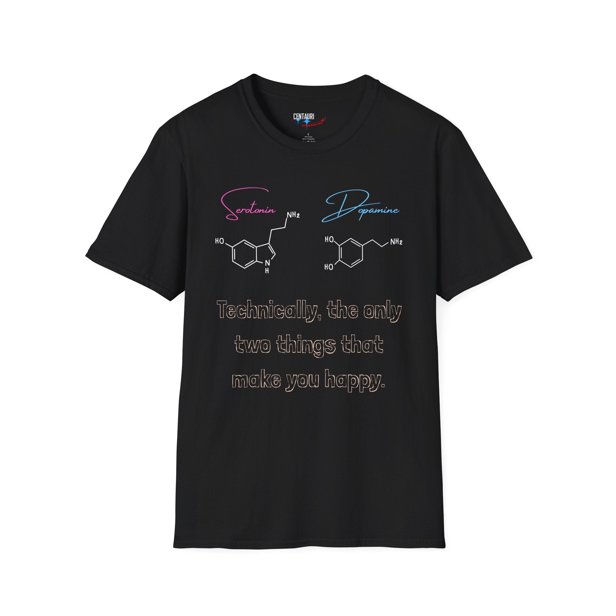 Serotonin and Dopamine molecular diagrams T-Shirt | Neuroscience chemistry tee