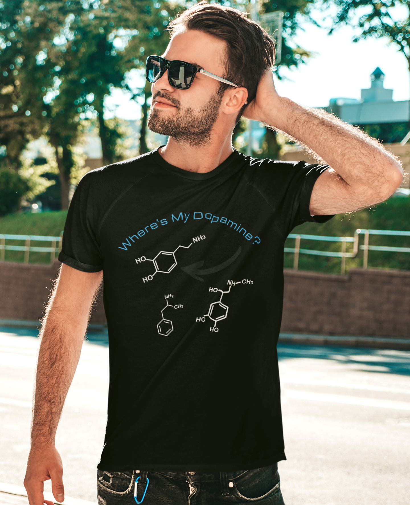 Where's My Dopamine? chemical structure T-Shirt | neuroscience science tee