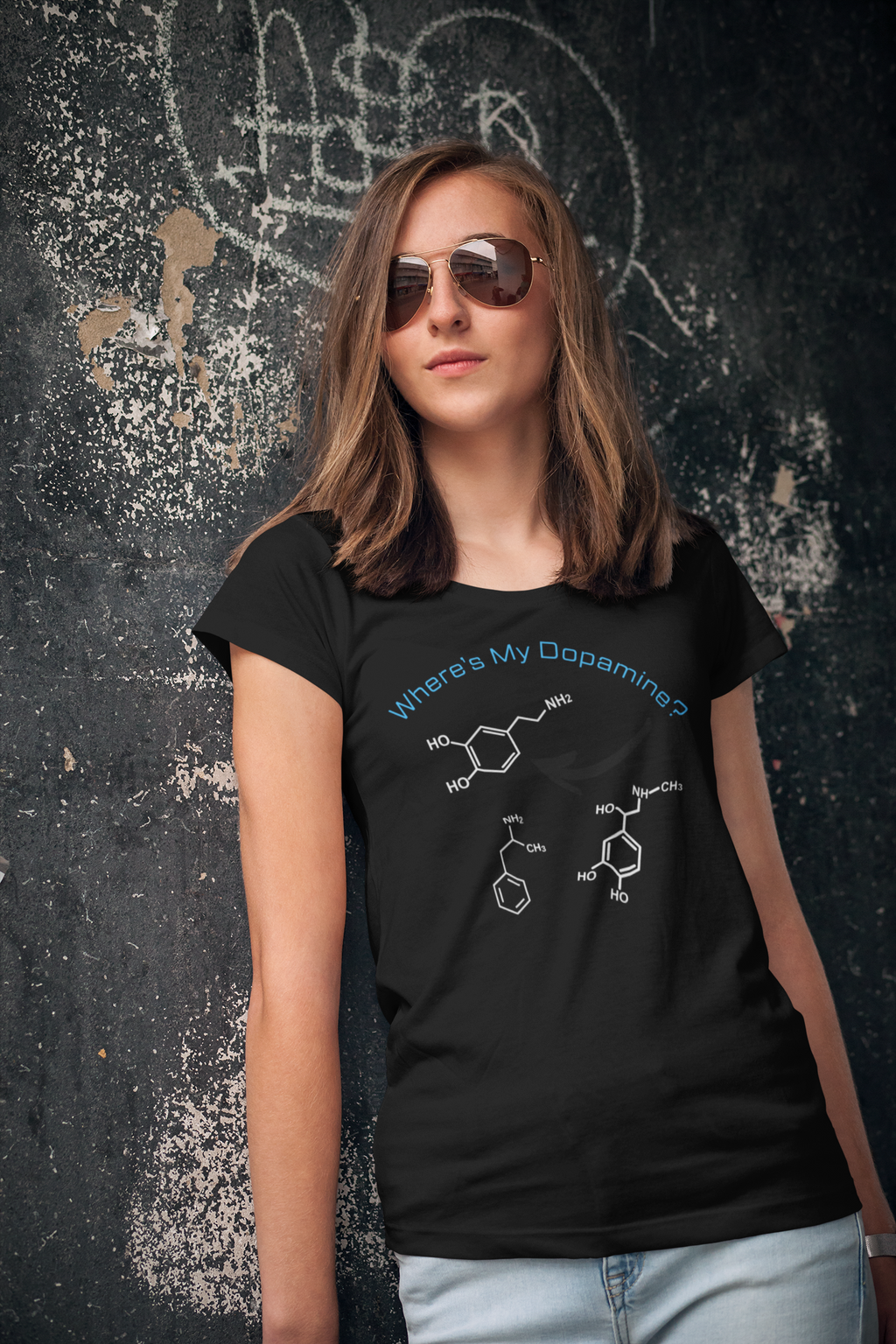 Where's My Dopamine? chemical structure T-Shirt | neuroscience science tee