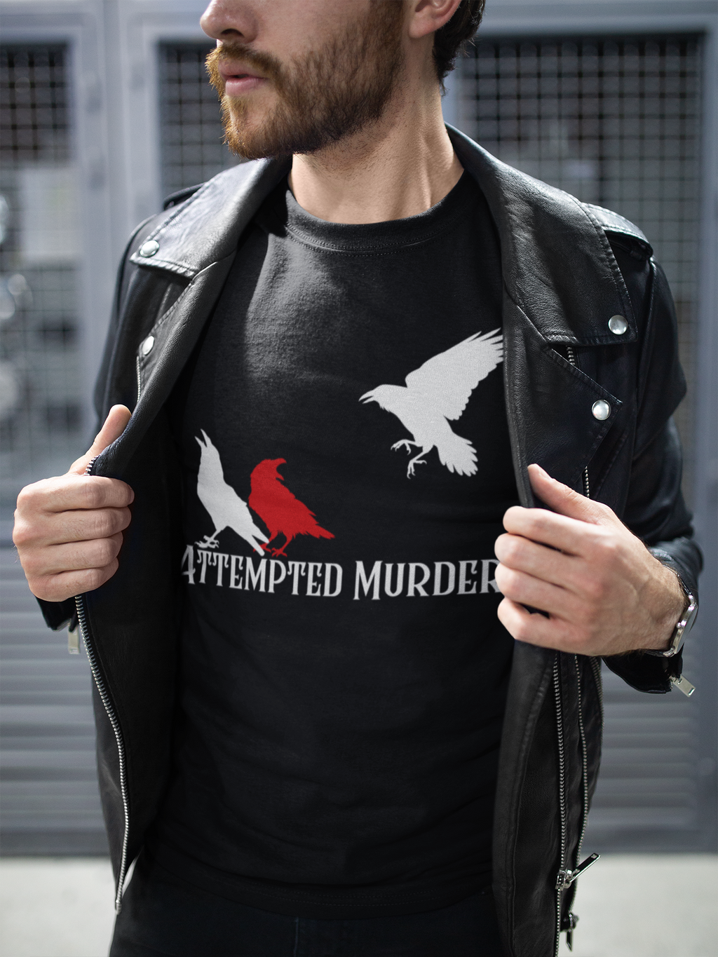 Attempted Murder Crow Design T-Shirt | Crow Silhouette Tee