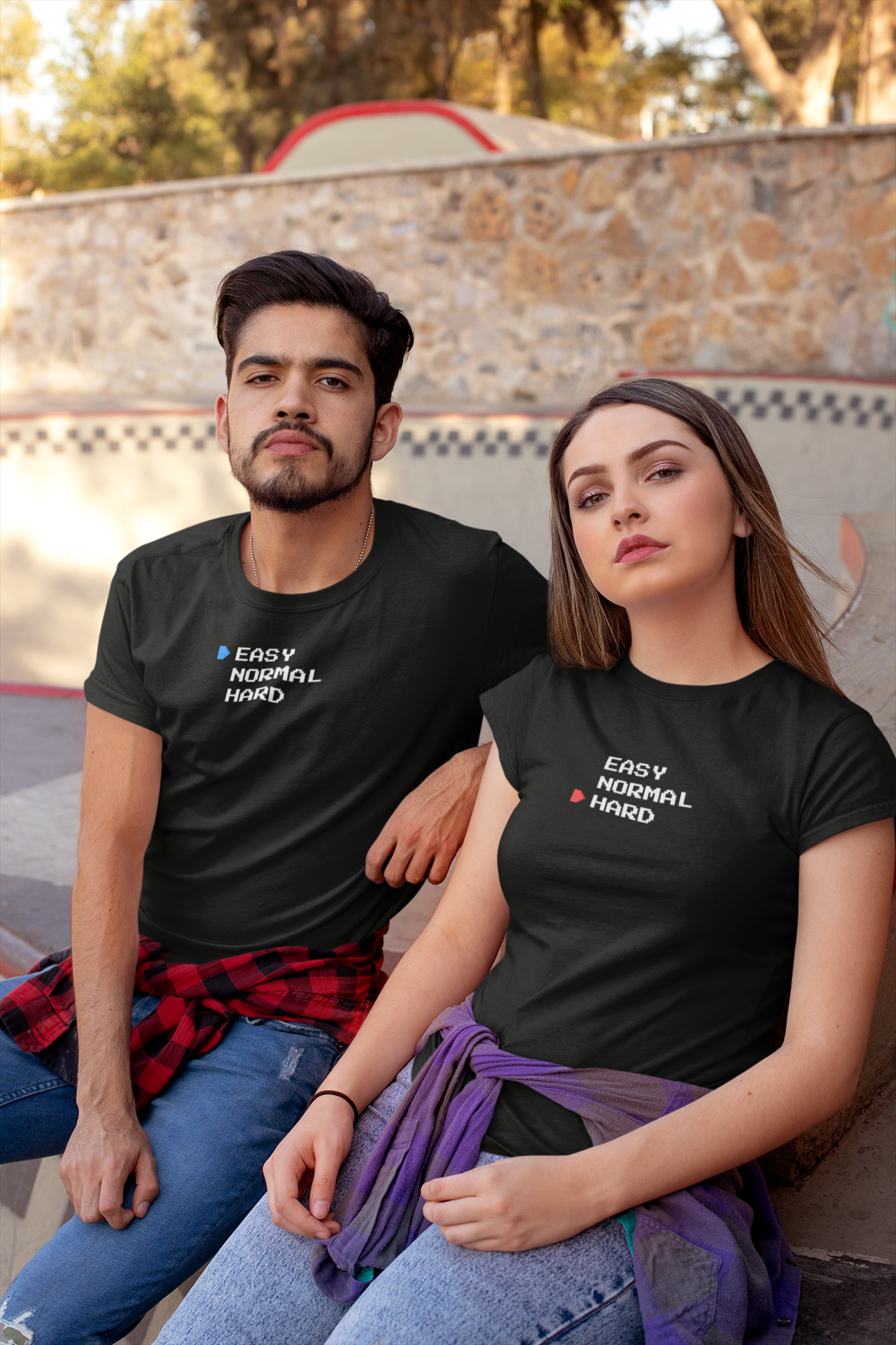 EASY Normal Hard T-Shirt | Video Game Difficulty Selection Tee, Easy Mode