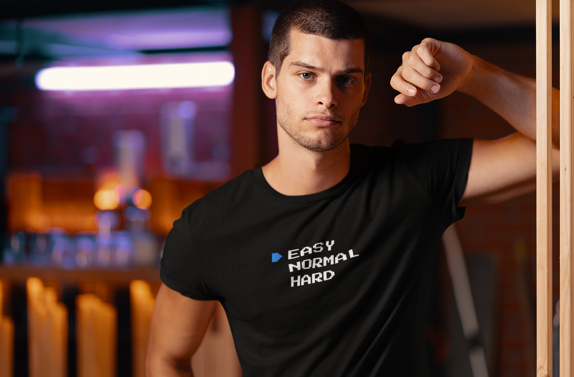 EASY Normal Hard T-Shirt | Video Game Difficulty Selection Tee, Easy Mode