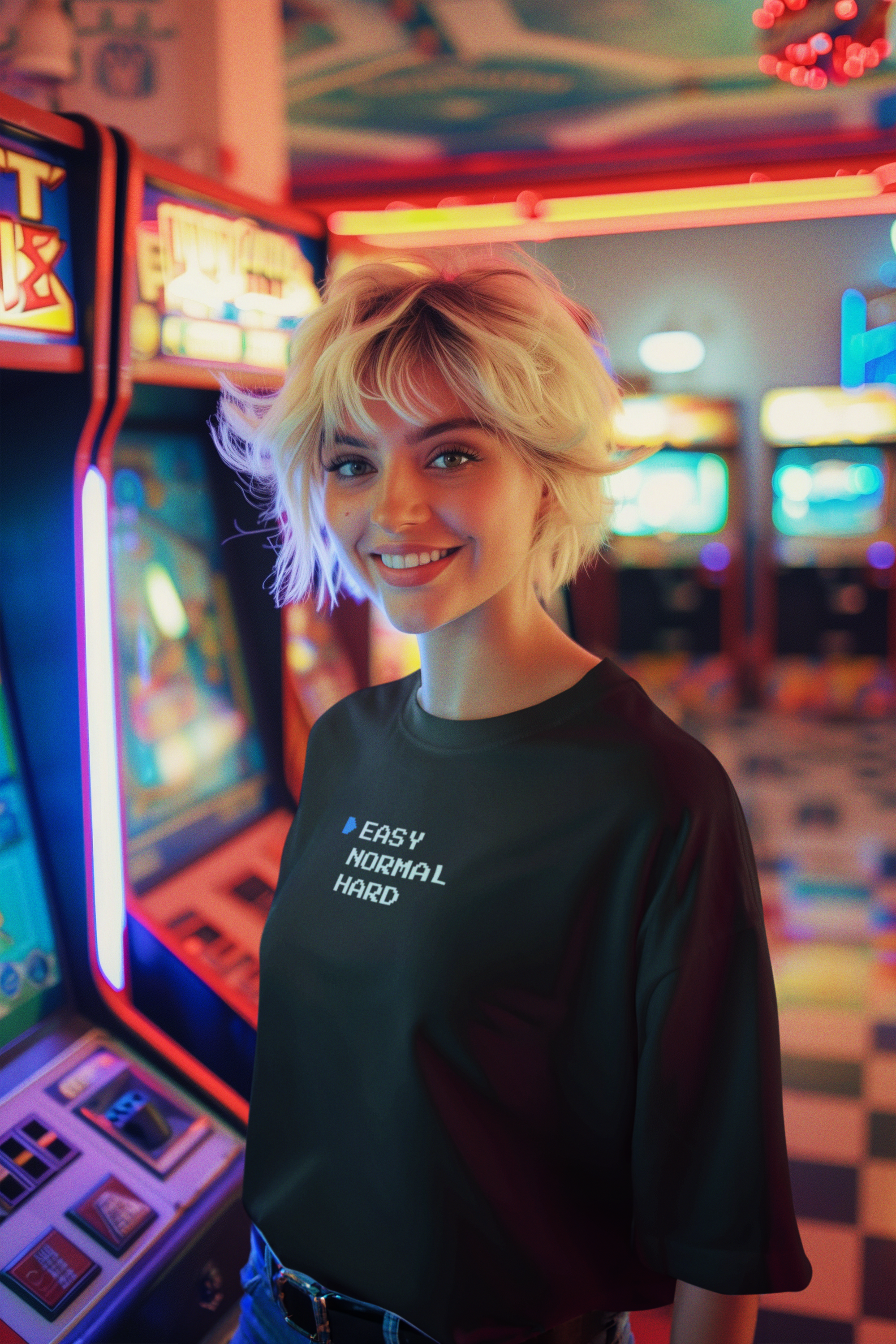 EASY Normal Hard T-Shirt | Video Game Difficulty Selection Tee, Easy Mode