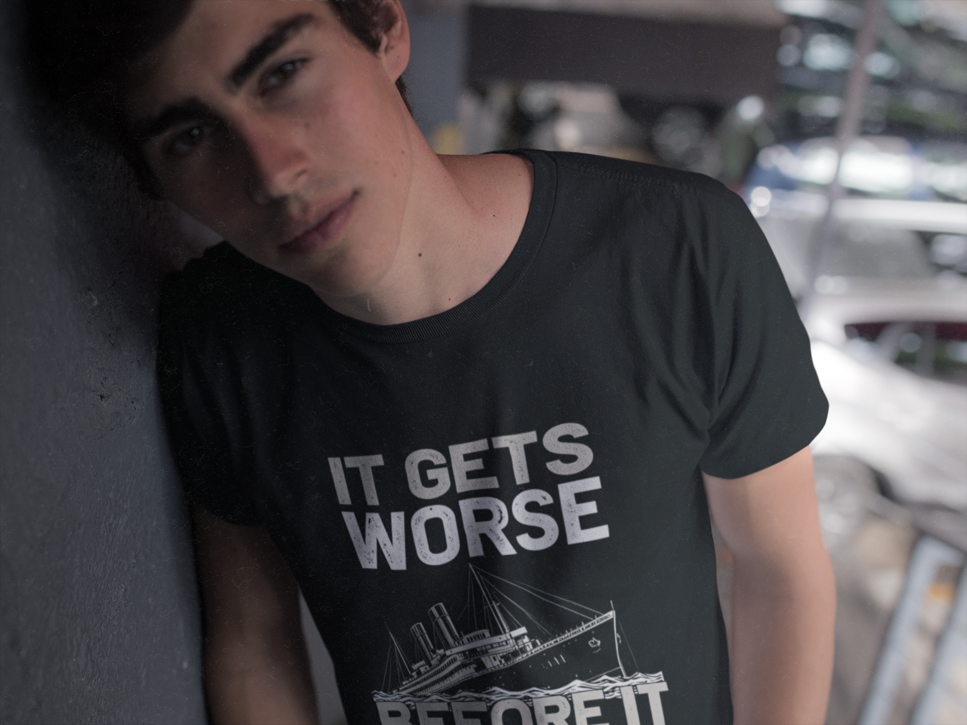 It Gets Worse Before It Gets Worse T-Shirt | Titanic Ship Graphic