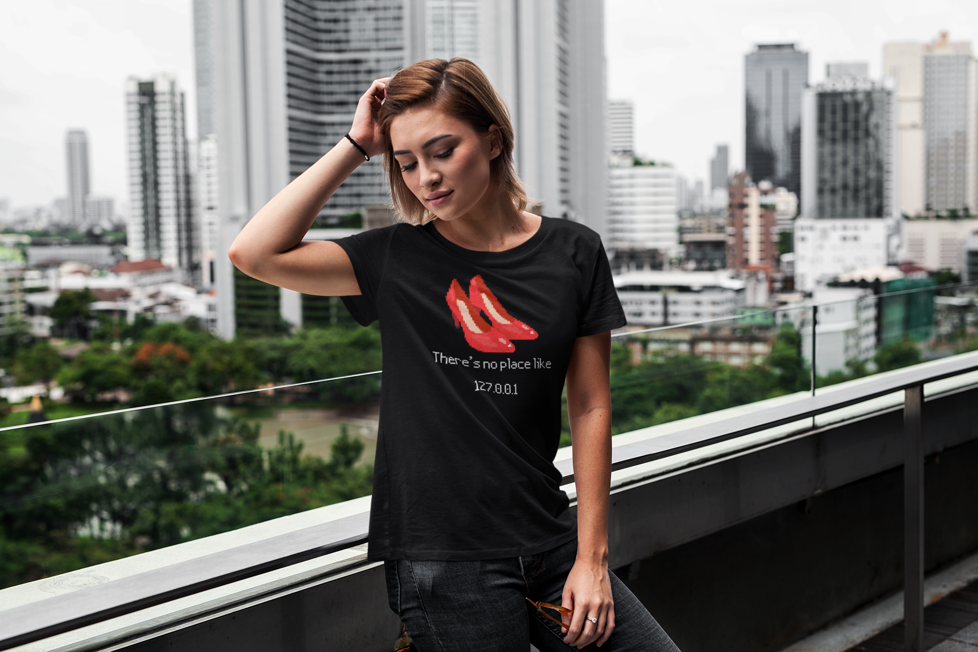 Pixelated Ruby Slippers Theres no place like 127.0.0.1 T-Shirt | Geek Wizardry