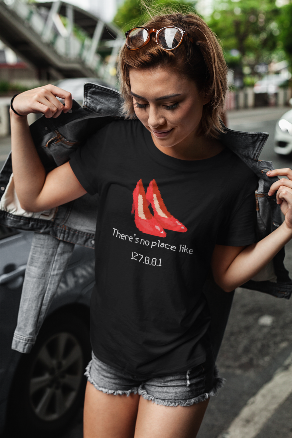 Pixelated Ruby Slippers Theres no place like 127.0.0.1 T-Shirt | Geek Wizardry