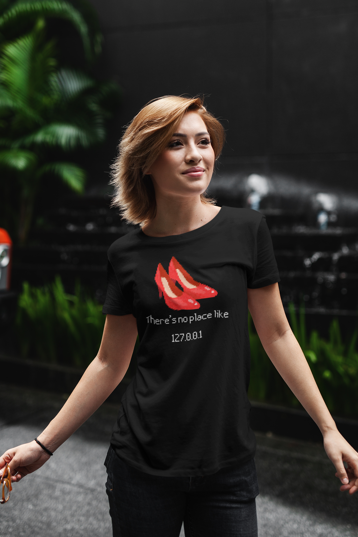 Pixelated Ruby Slippers Theres no place like 127.0.0.1 T-Shirt | Geek Wizardry