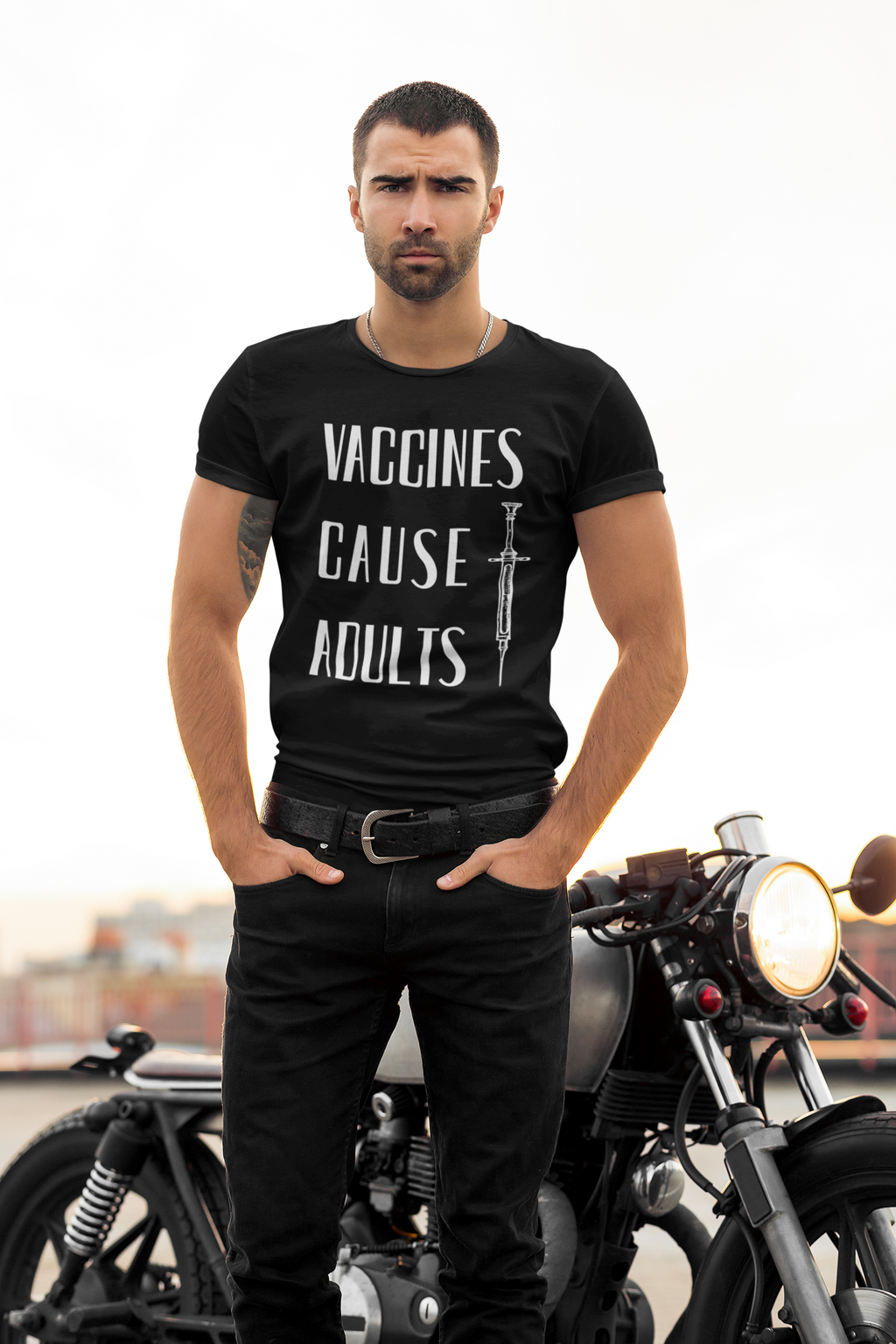 Vaccines Cause Adults T-Shirt | Retro Syringe Political Slogan