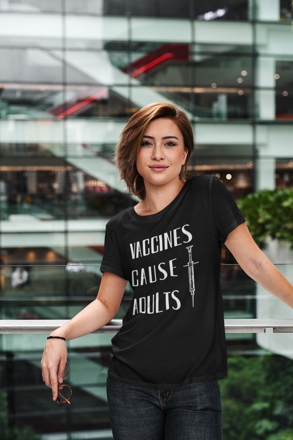Vaccines Cause Adults T-Shirt | Retro Syringe Political Slogan