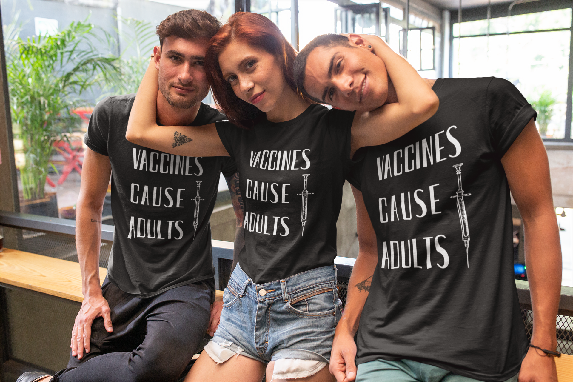 Vaccines Cause Adults T-Shirt | Retro Syringe Political Slogan