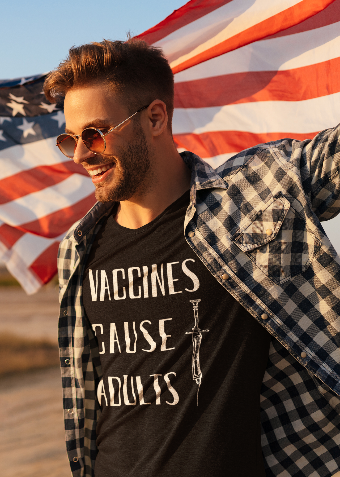 Vaccines Cause Adults T-Shirt | Retro Syringe Political Slogan