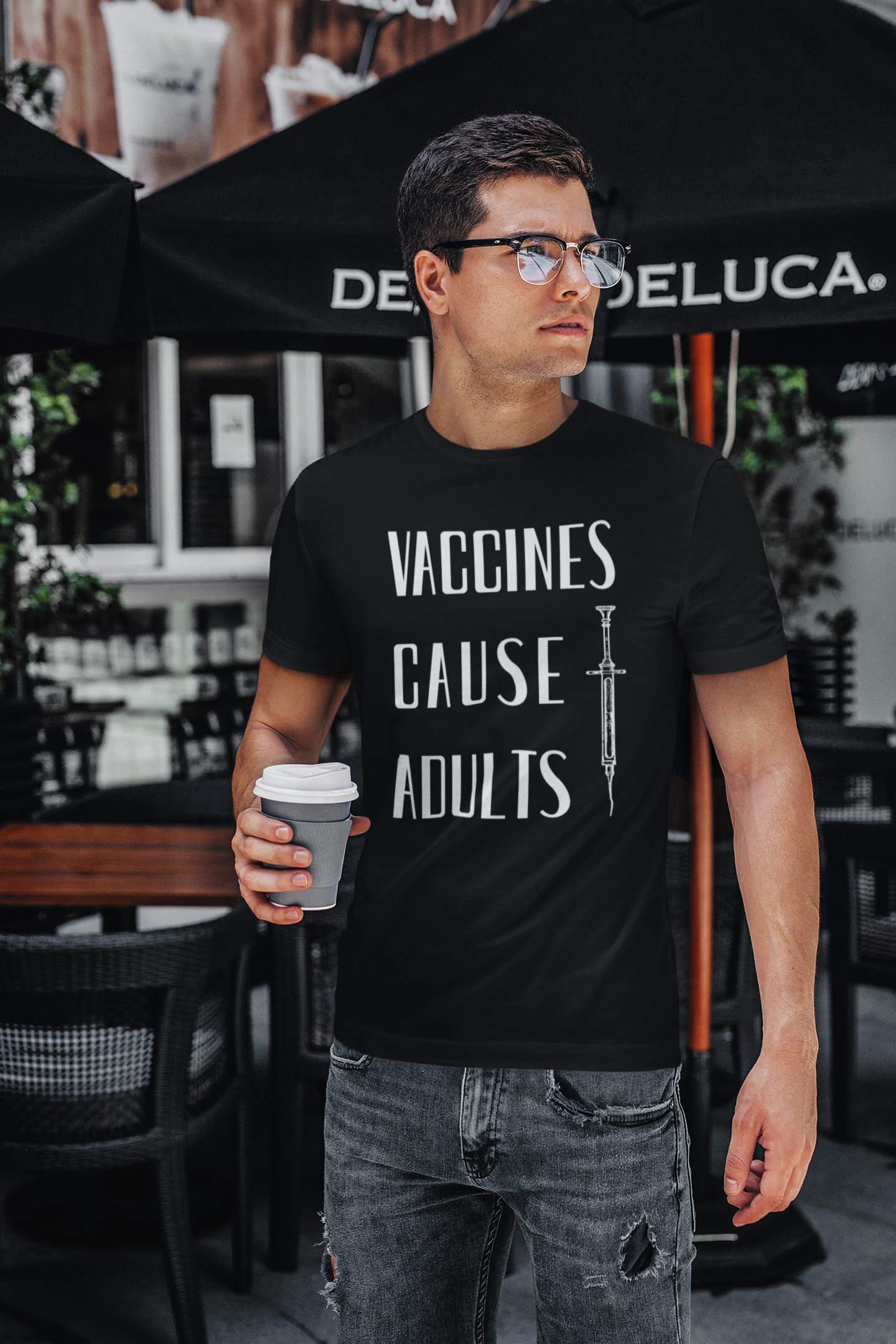 Vaccines Cause Adults T-Shirt | Retro Syringe Political Slogan