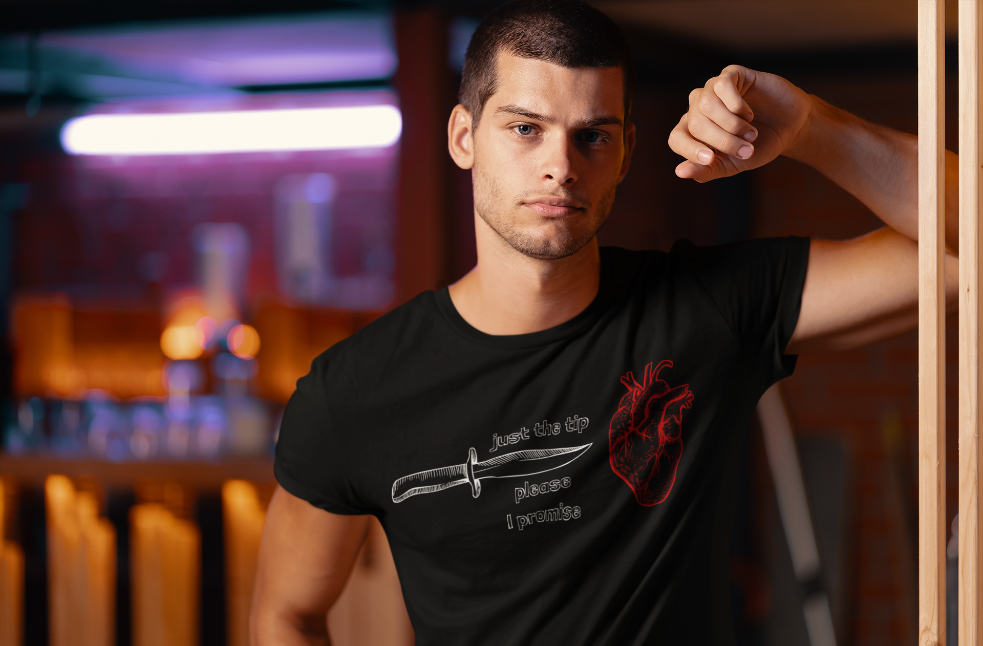 Knife and Anatomical Heart T-Shirt | Gothic Heart Dagger Design