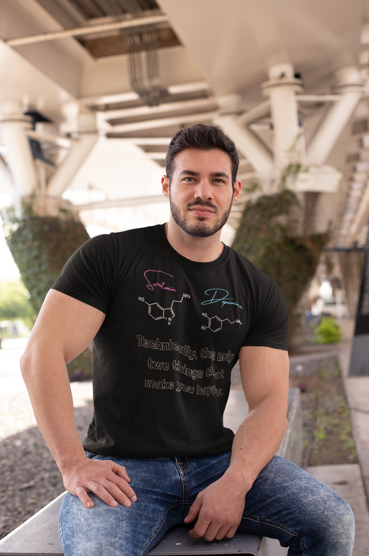 Serotonin and Dopamine molecular diagrams T-Shirt | Neuroscience chemistry tee