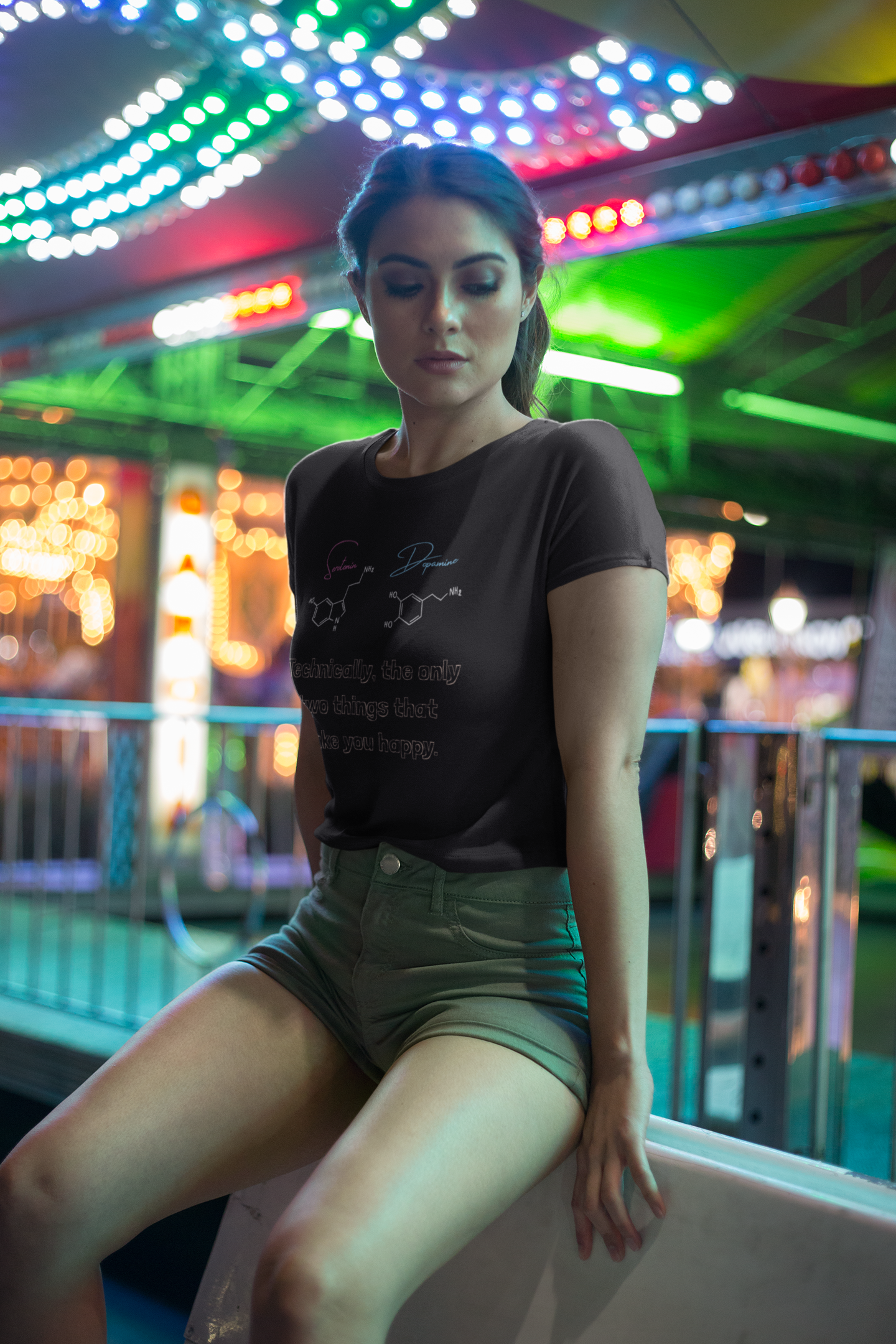 Serotonin and Dopamine molecular diagrams T-Shirt | Neuroscience chemistry tee