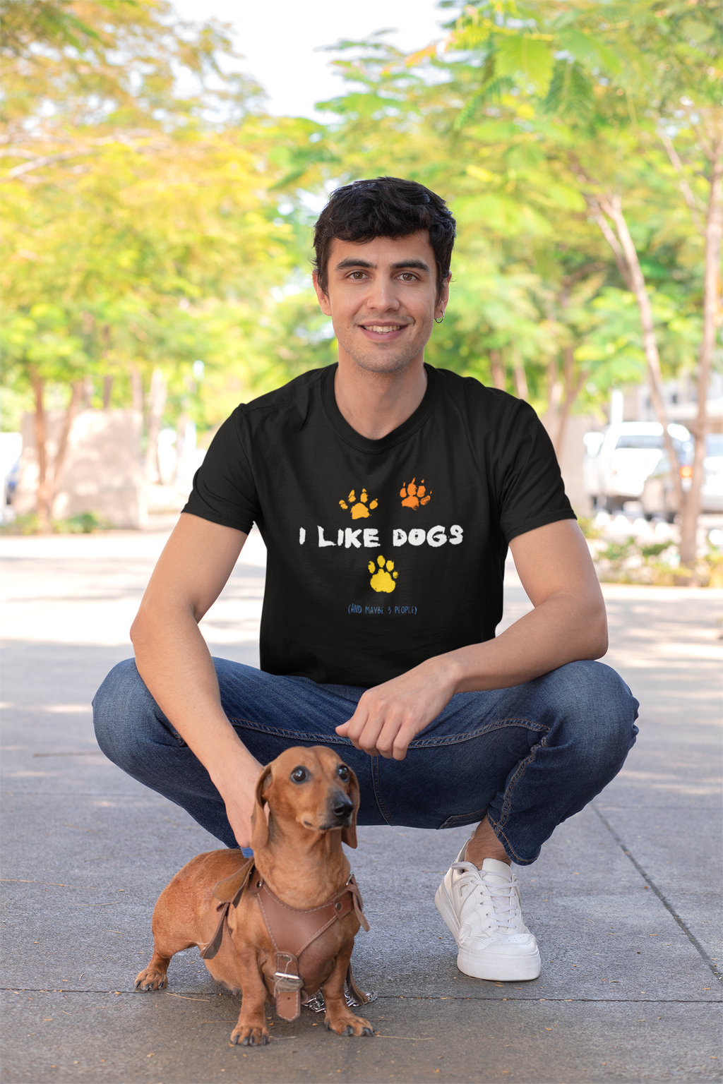 I Like Dogs (and maybe 3 people) T-Shirt | Sarcastic Dog Lover Shirt