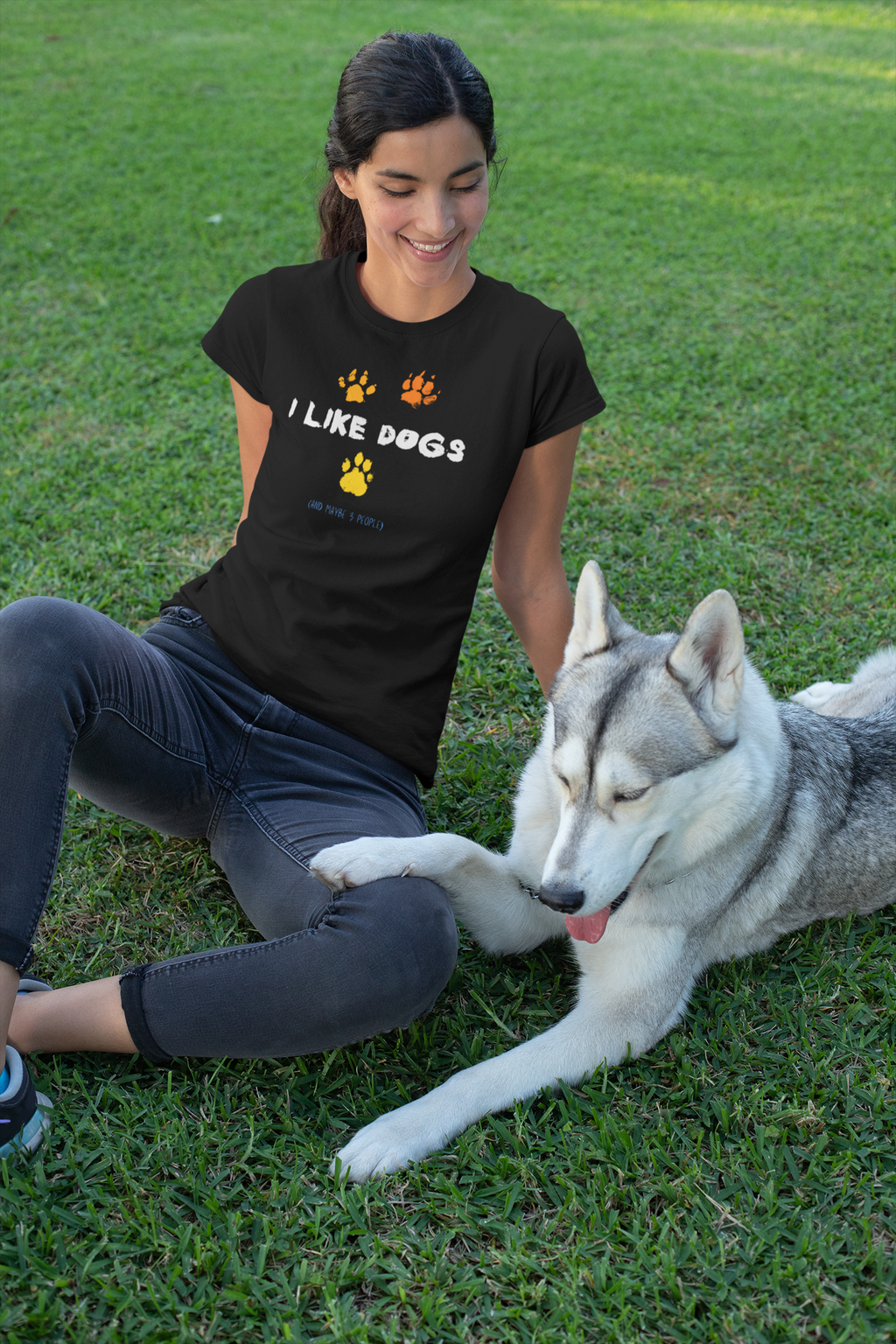 I Like Dogs (and maybe 3 people) T-Shirt | Sarcastic Dog Lover Shirt