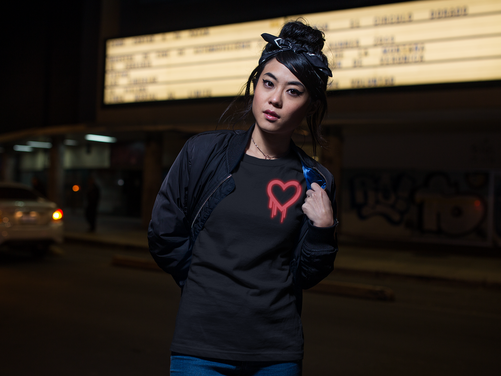 Dripping Neon Heart T-Shirt | Red Graffiti Heart Tee