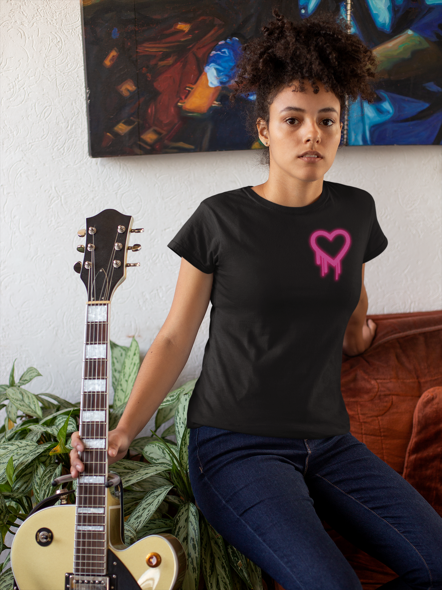 Pink Dripping Neon Heart T-Shirt | Graffiti Heart Tee