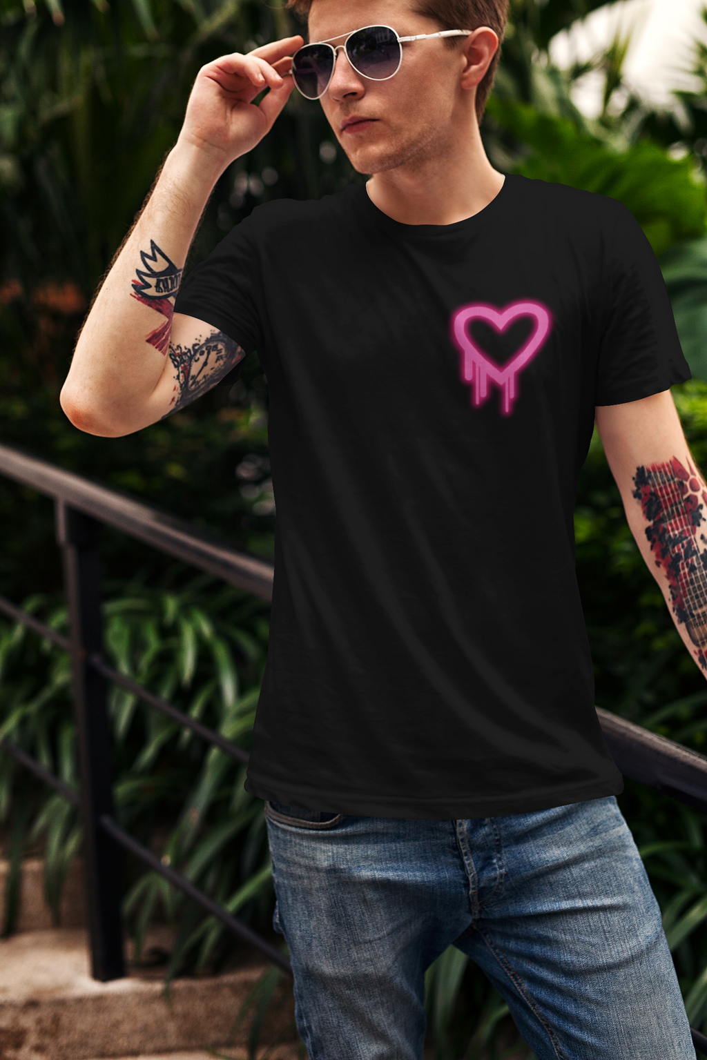 Pink Dripping Neon Heart T-Shirt | Graffiti Heart Tee