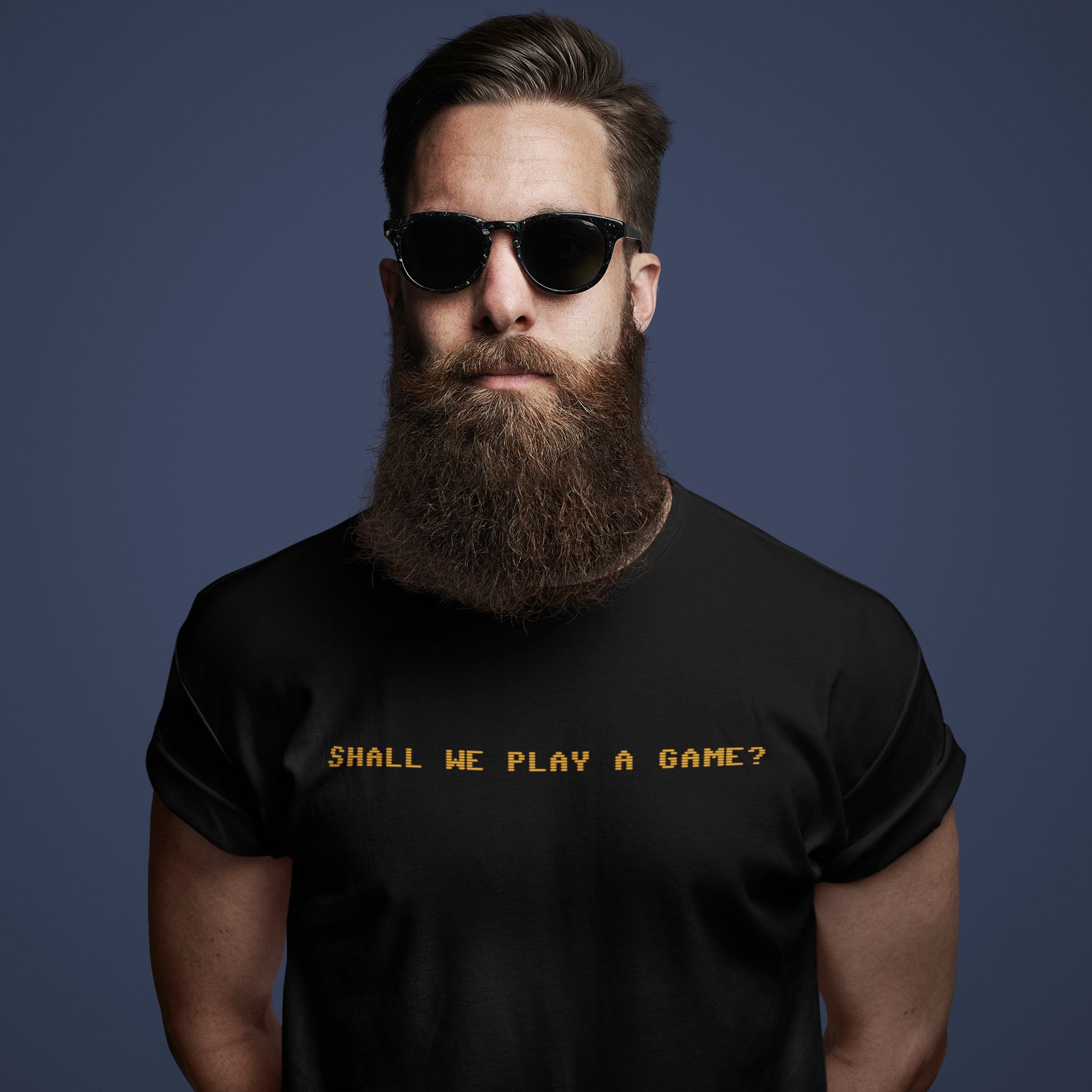 Shall We Play a Game? Amber CRT Text T-Shirt | WarGames Retro AI Tee