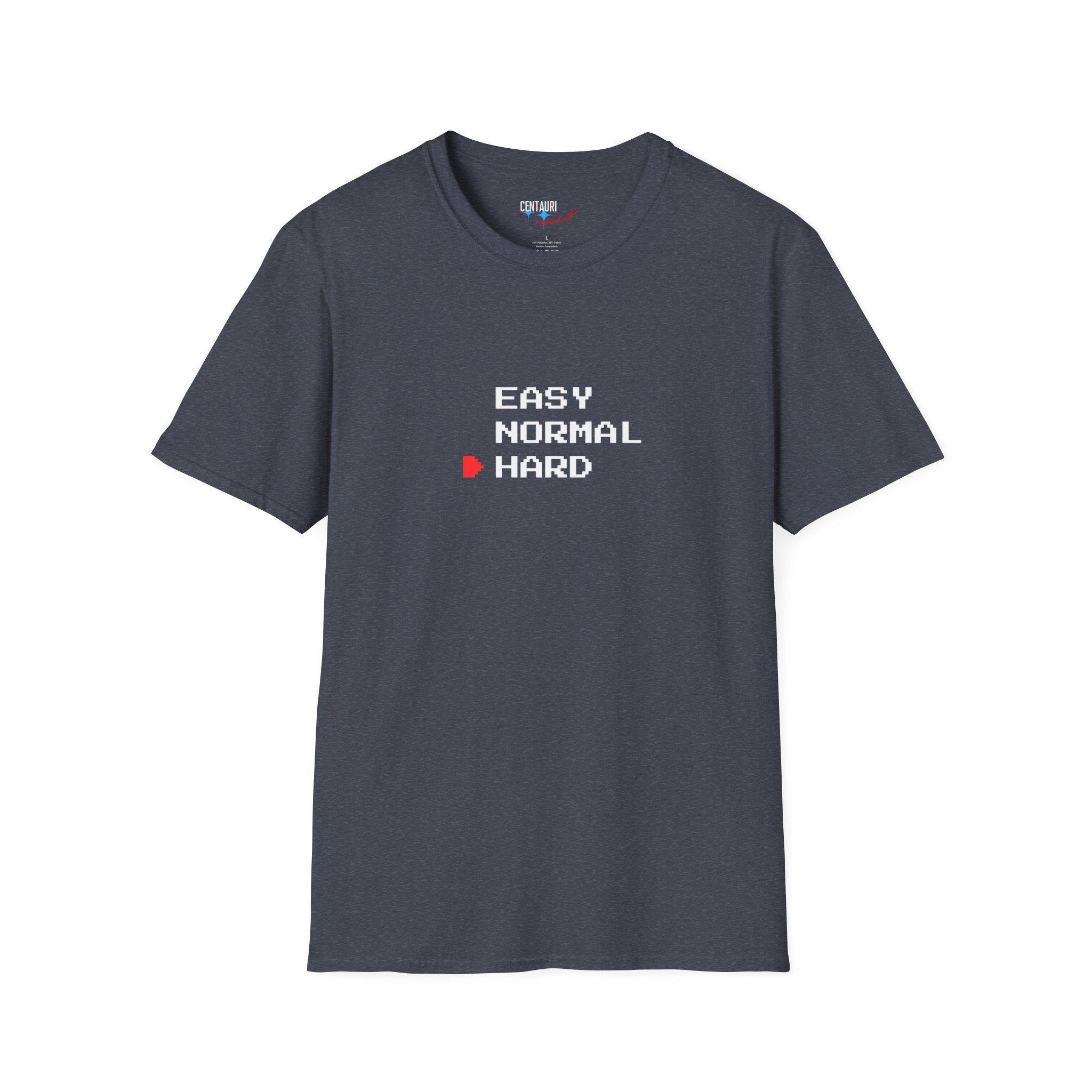 Easy Normal HARD T-Shirt | Video Game Difficulty Selection Tee, Hard Mode