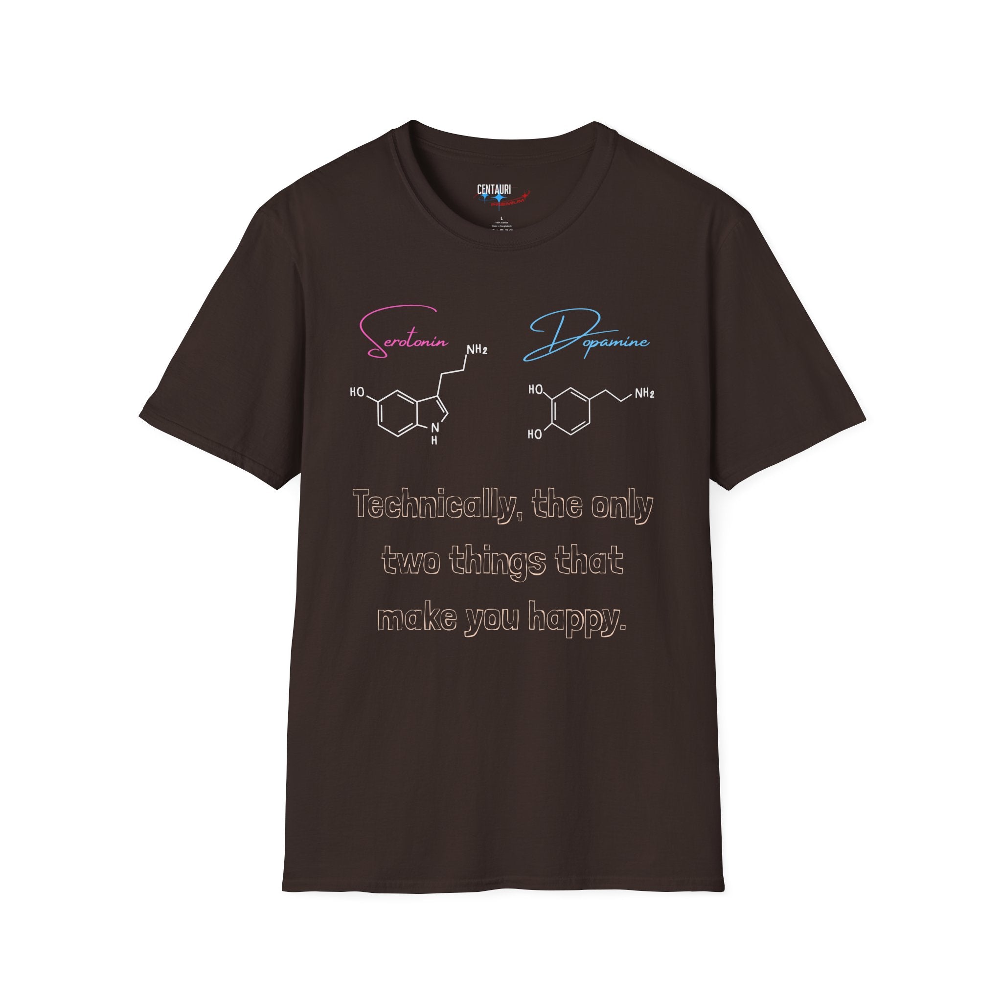Serotonin and Dopamine molecular diagrams T-Shirt | Neuroscience chemistry tee