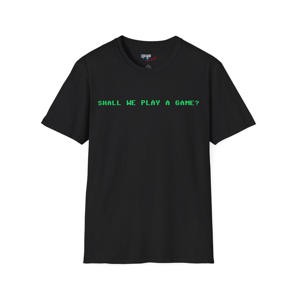 Shall We Play a Game? Green CRT Text T-Shirt | WarGames Retro AI Tee
