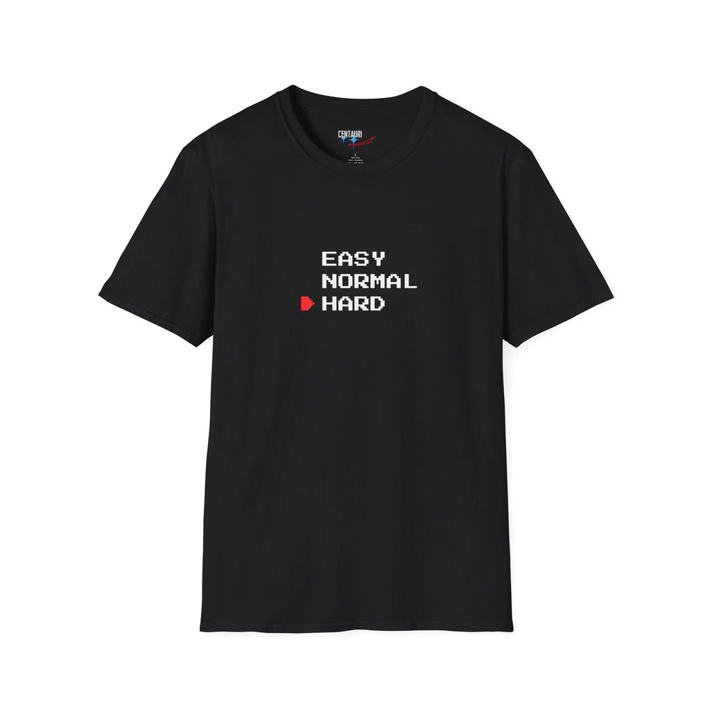 Easy Normal HARD T-Shirt | Video Game Difficulty Selection Tee, Hard Mode