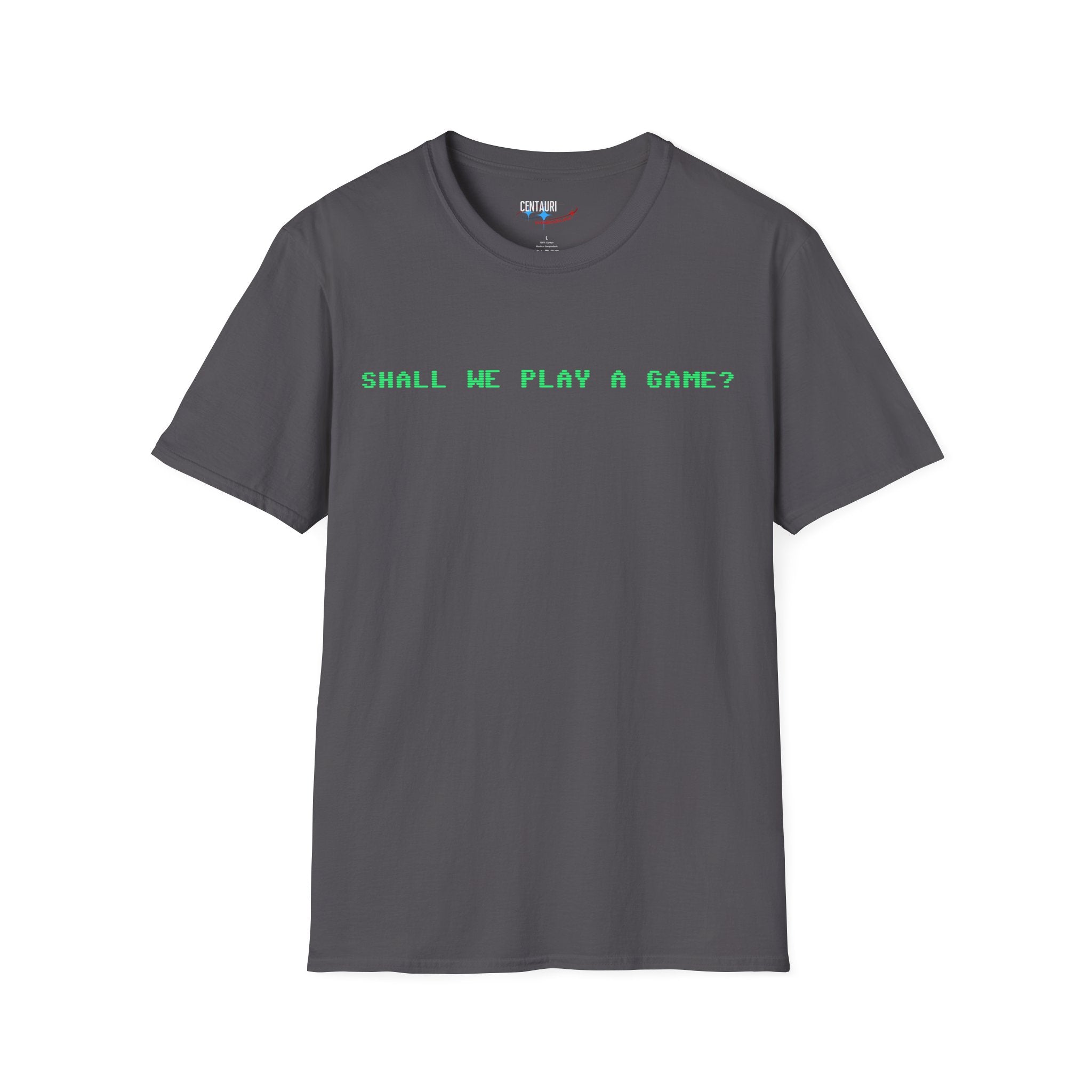 Shall We Play a Game? Green CRT Text T-Shirt | WarGames Retro AI Tee