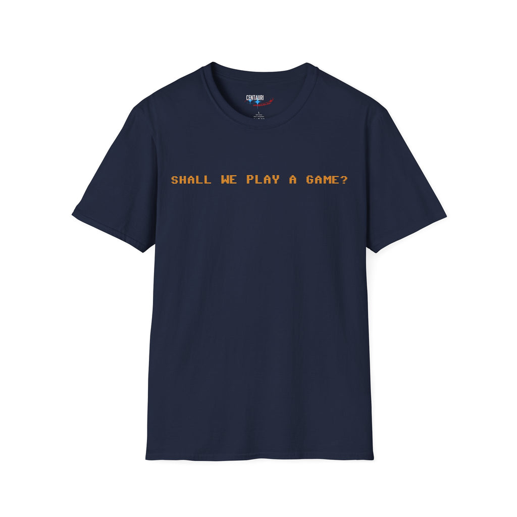 Shall We Play a Game? Amber CRT Text T-Shirt | WarGames Retro AI Tee