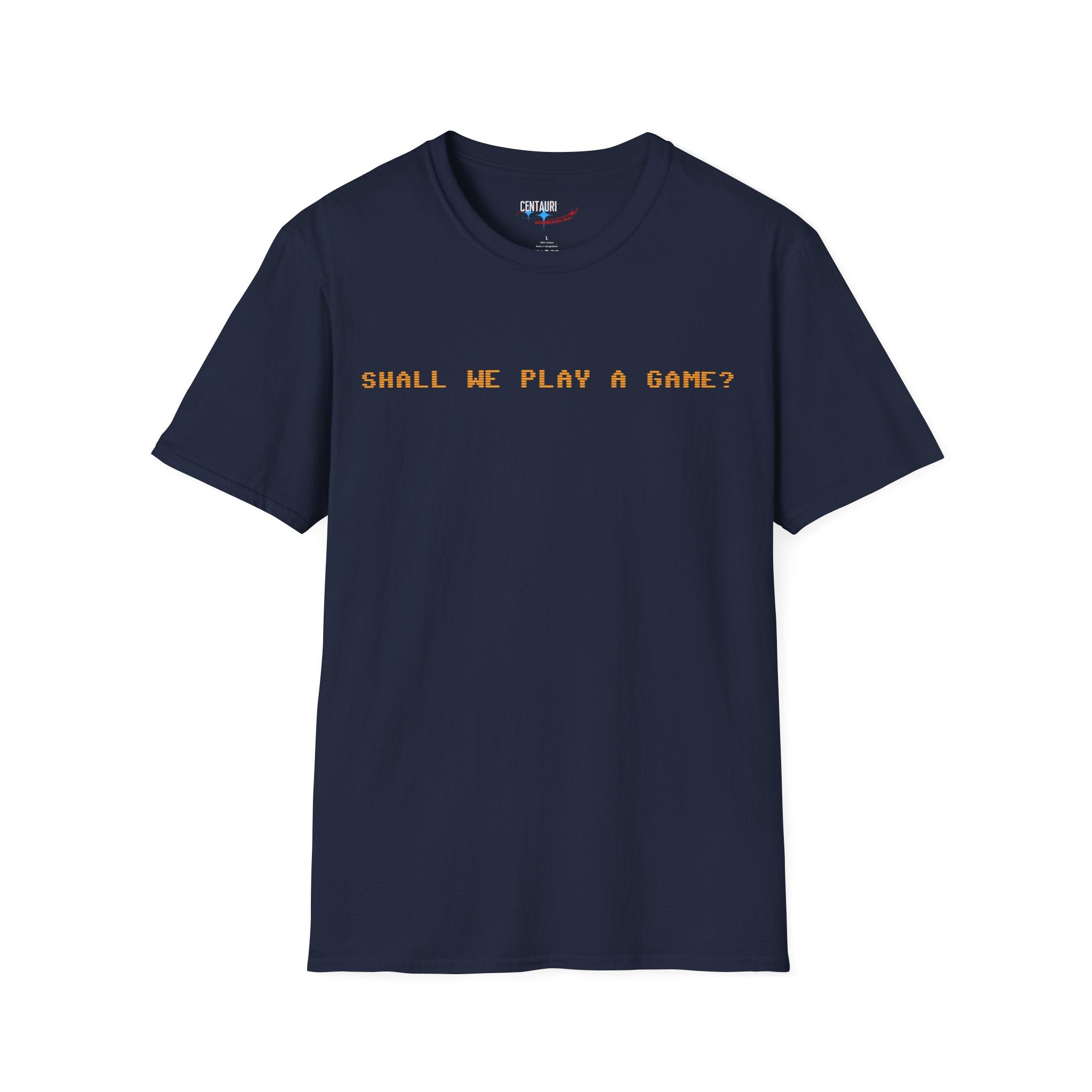 Shall We Play a Game? Amber CRT Text T-Shirt | WarGames Retro AI Tee