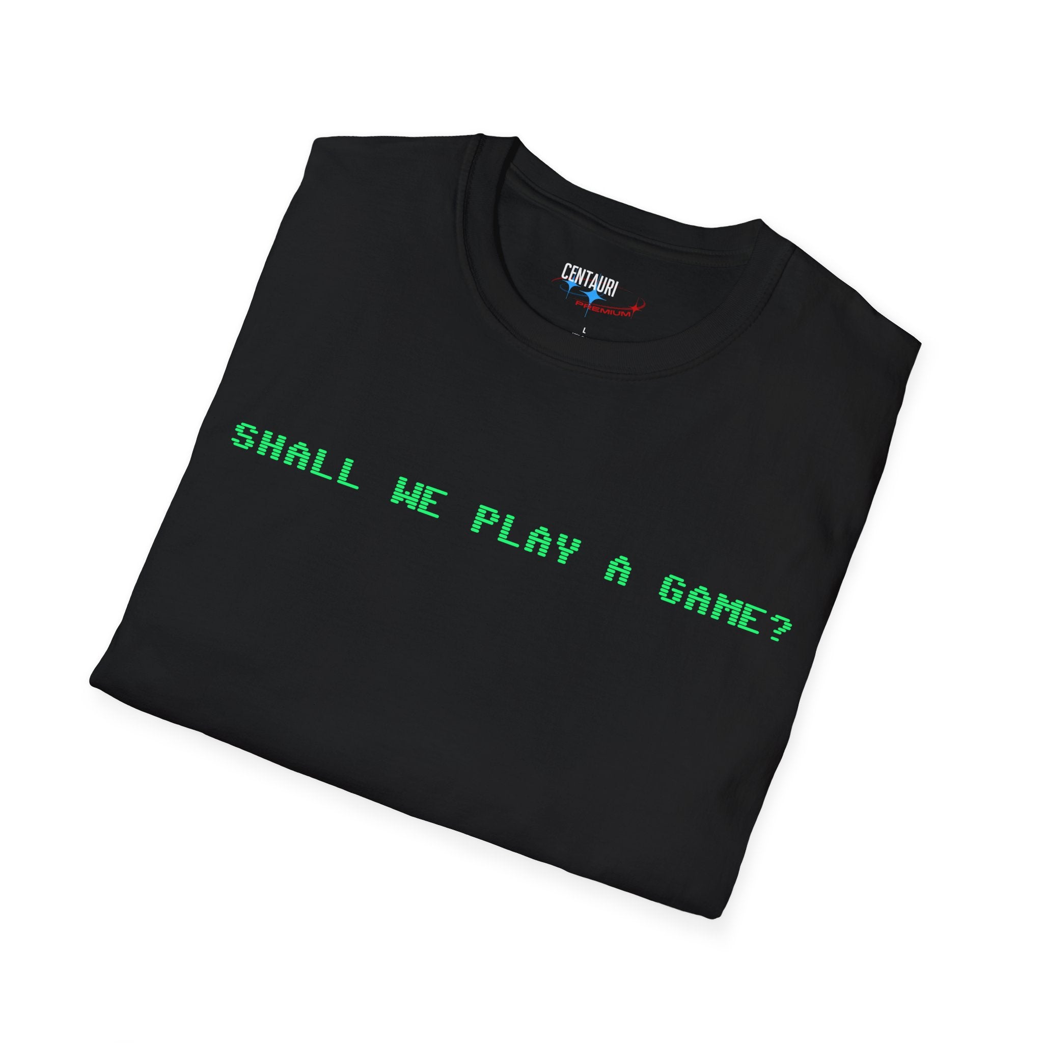 Shall We Play a Game? Green CRT Text T-Shirt | WarGames Retro AI Tee