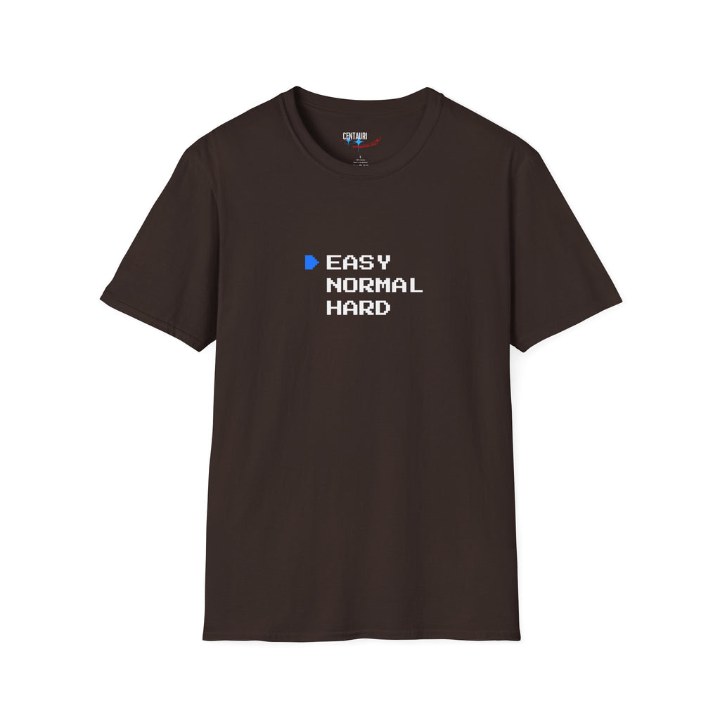 EASY Normal Hard T-Shirt | Video Game Difficulty Selection Tee, Easy Mode