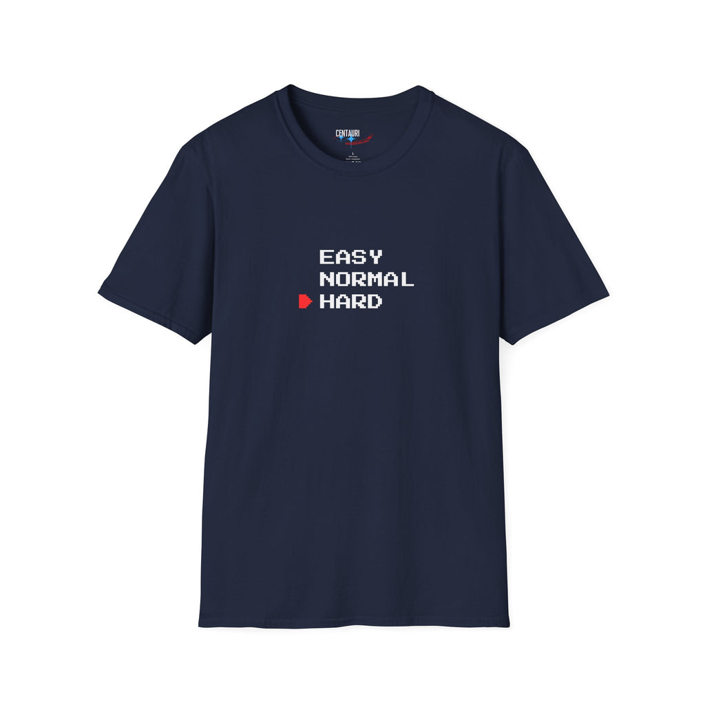 Easy Normal HARD T-Shirt | Video Game Difficulty Selection Tee, Hard Mode